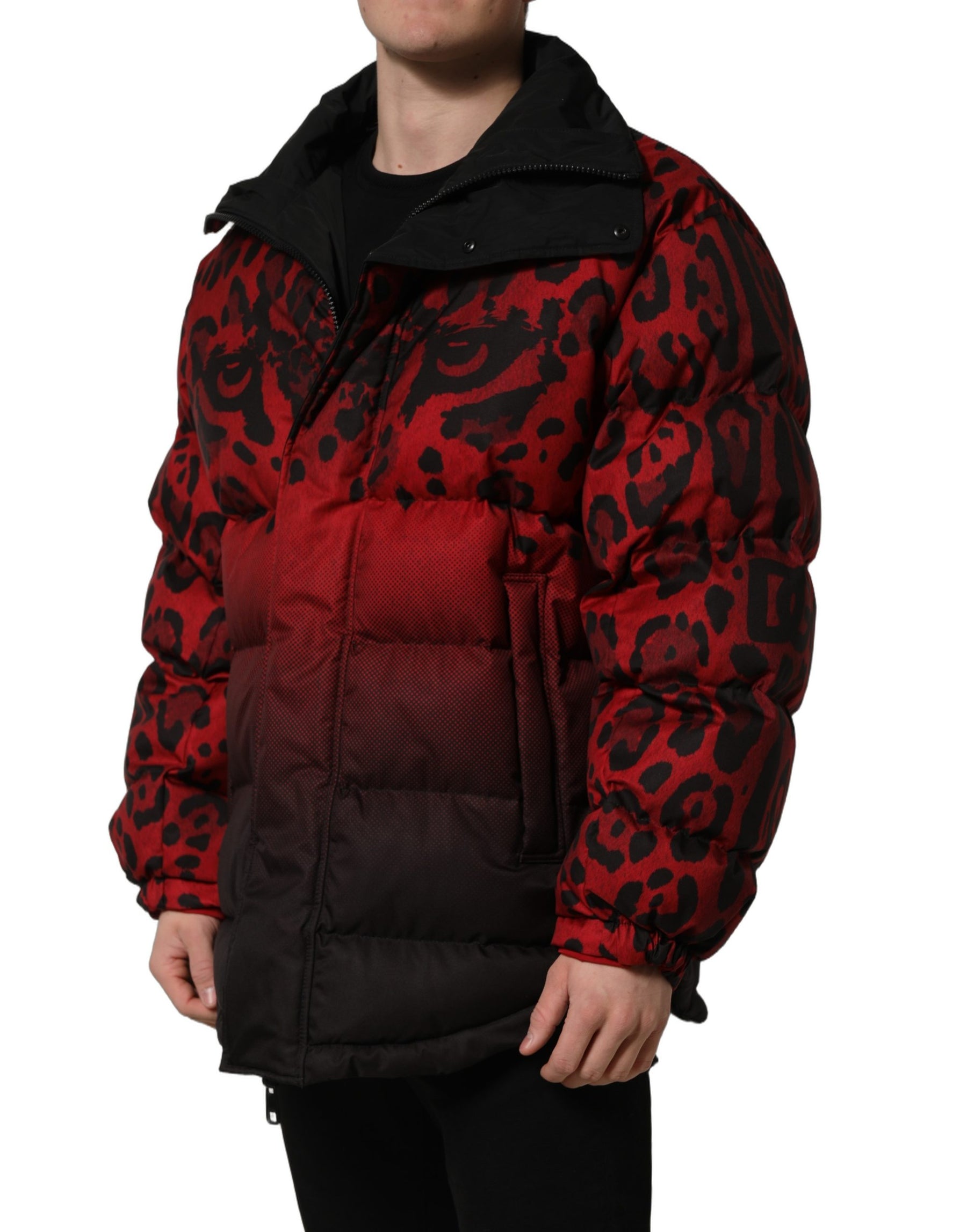 Dolce & Gabbana Red Black Reversible Animal Print Puffer Coat Jacket | Regal Royce