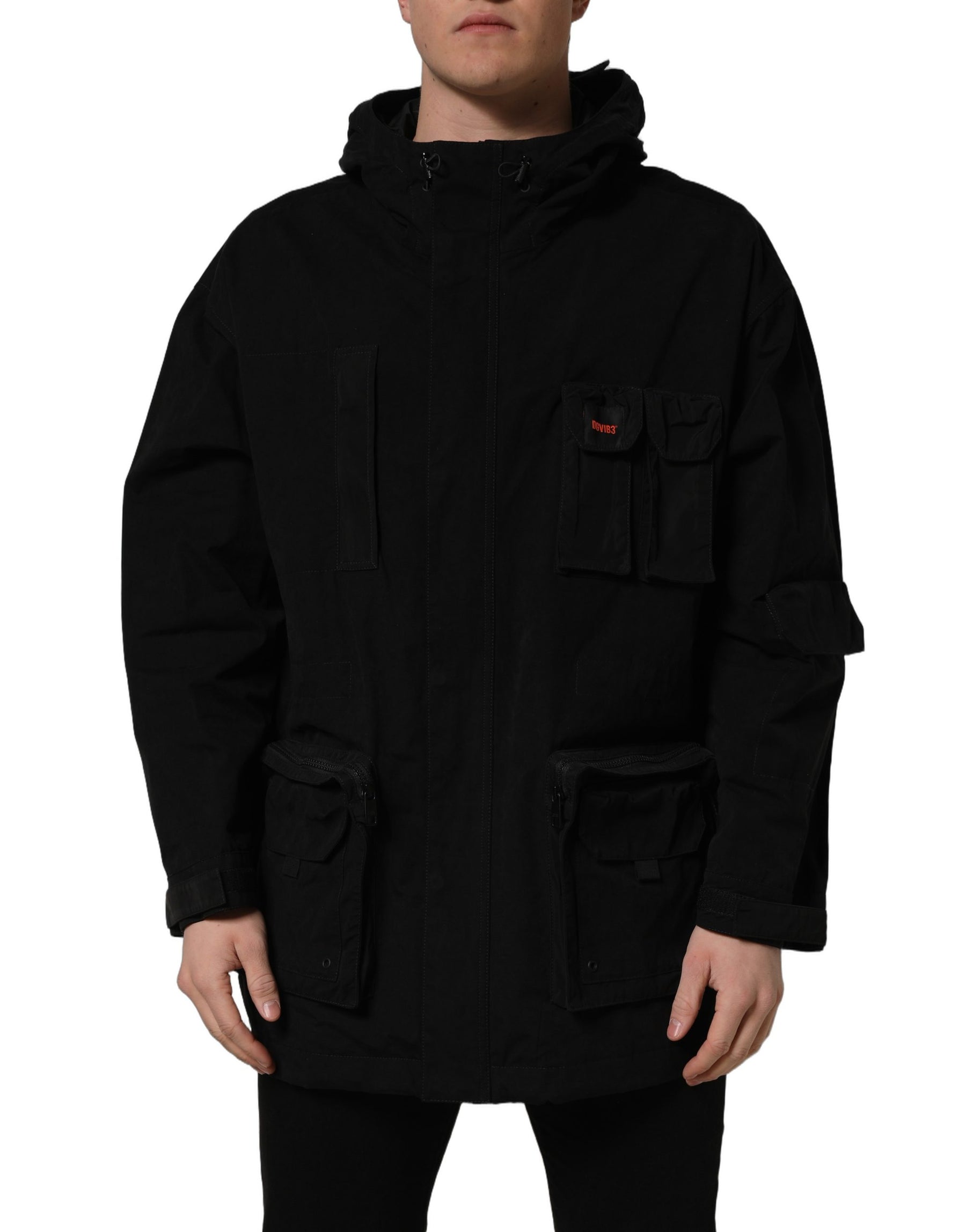 Dolce & Gabbana Black Nylon Men Hooded Windbreaker Jacket | Regal Royce