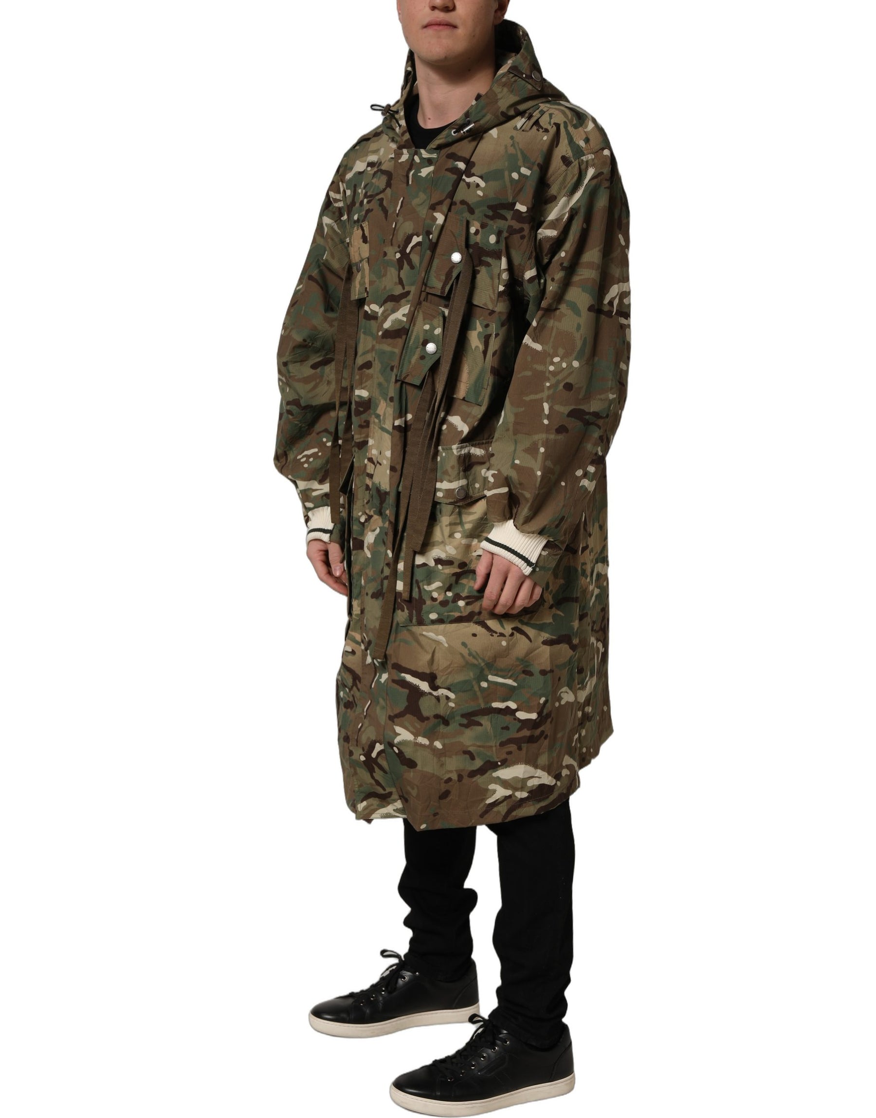 Dolce & Gabbana Multicolor Camouflage Hooded Coat Jacket | Regal Royce