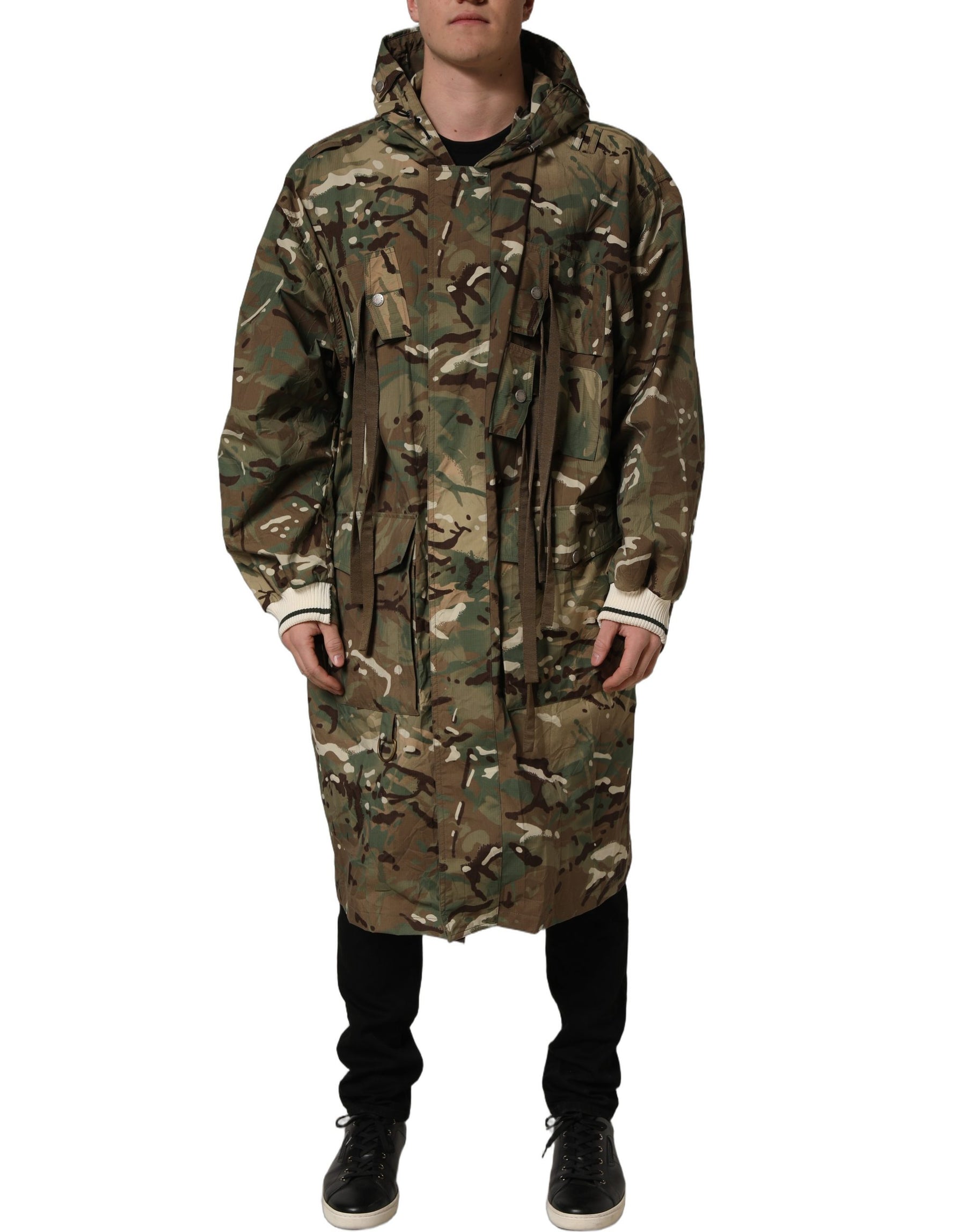 Dolce & Gabbana Multicolor Camouflage Hooded Coat Jacket | Regal Royce