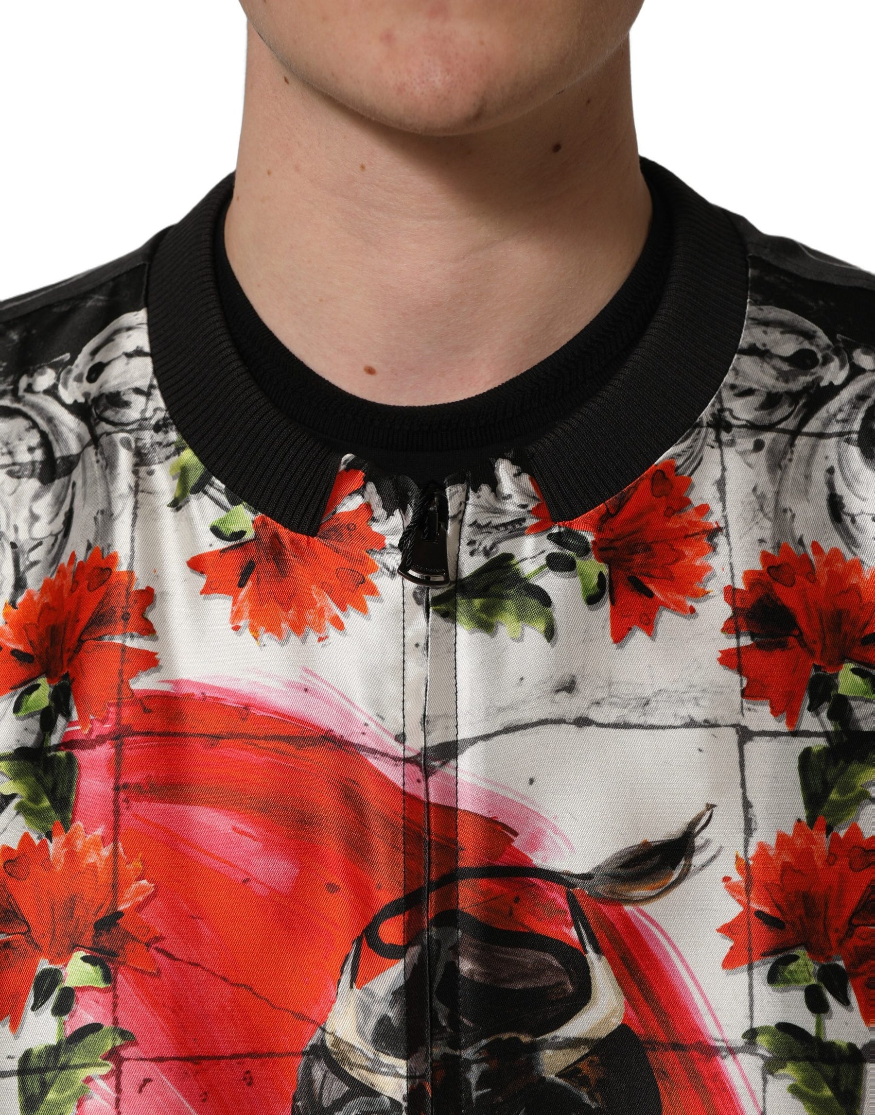 Dolce & Gabbana Multicolor Majolica Bull Print Bomber Jacket | Regal Royce