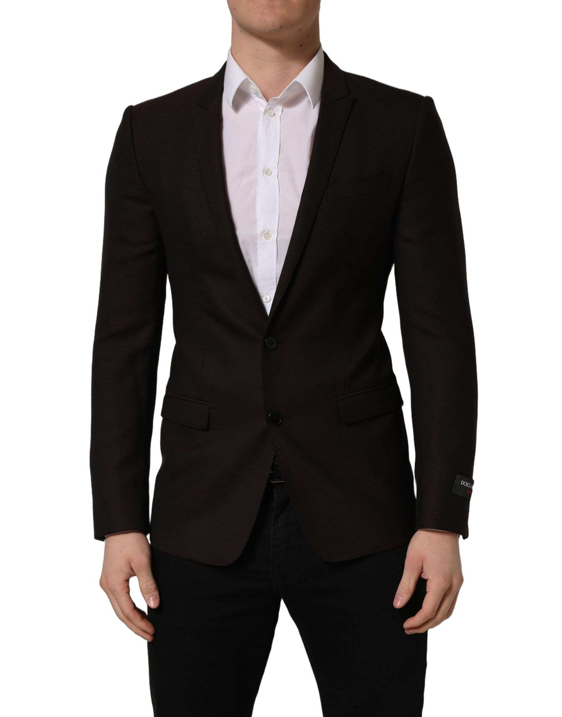 Dolce & Gabbana Brown Wool GOLD Single Breasted Men Jacket | Regal Royce