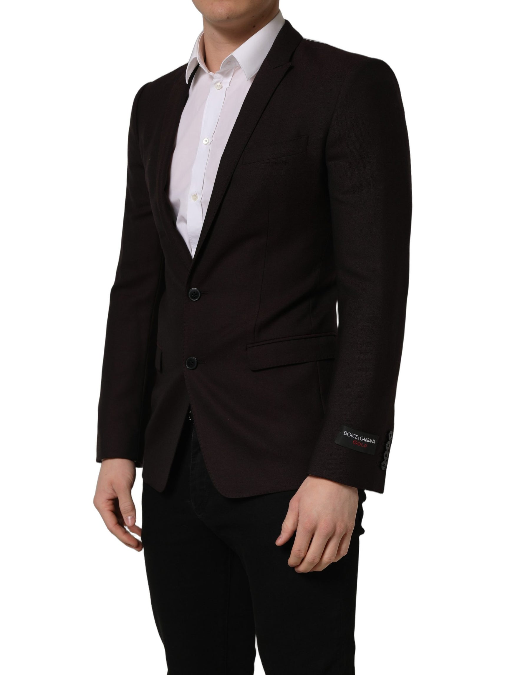 Dolce & Gabbana Brown Wool GOLD Single Breasted Men Jacket | Regal Royce