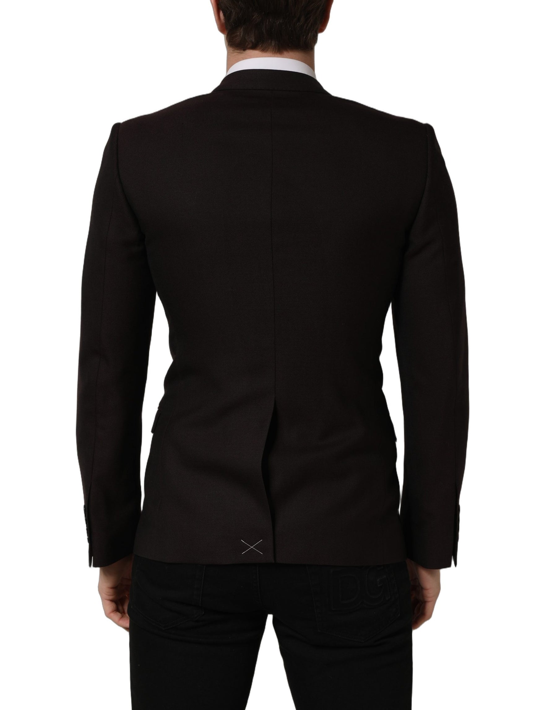 Dolce & Gabbana Brown Wool GOLD Single Breasted Men Jacket | Regal Royce