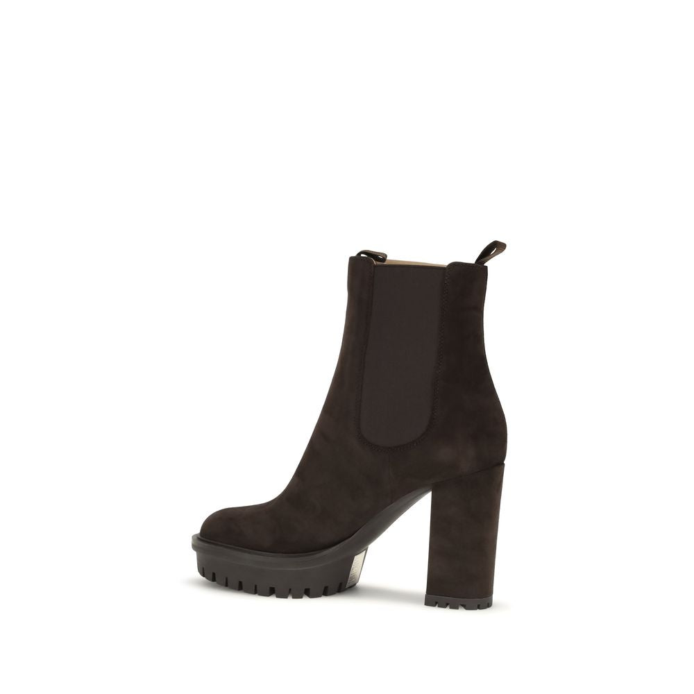 Gianvito Rossi Brown Calf Leather Bos Taurus Ankle Boots | Regal Royce