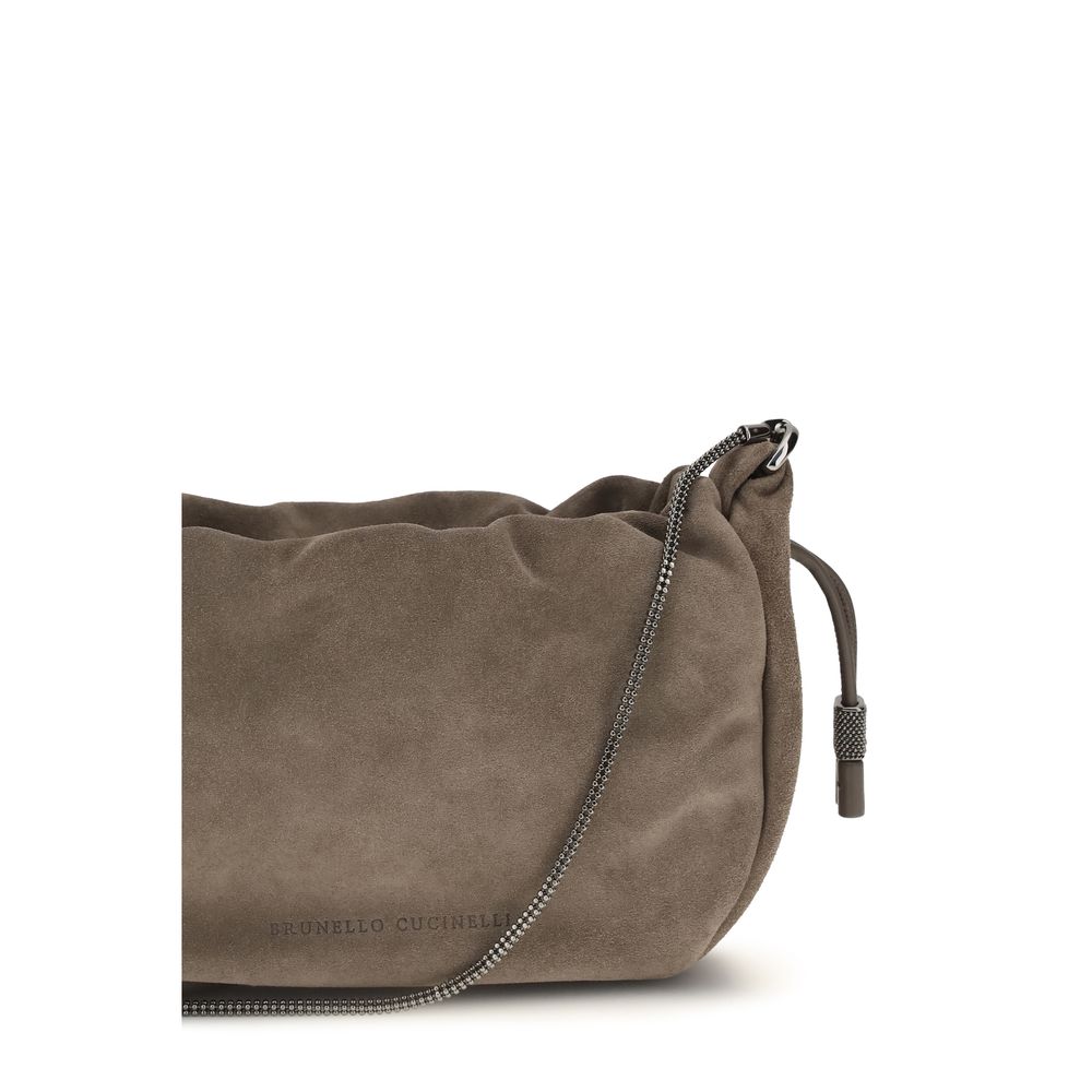 Brunello Cucinelli Brown Calf Leather Bos Taurus Shoulder Bag | Regal Royce