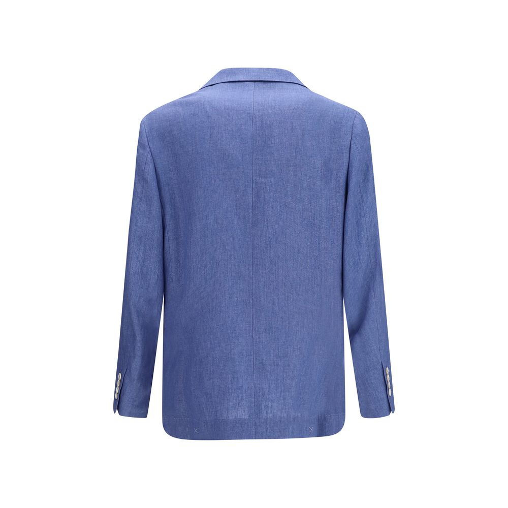 Brunello Cucinelli Blue Linen Full-Length Jacket | Regal Royce