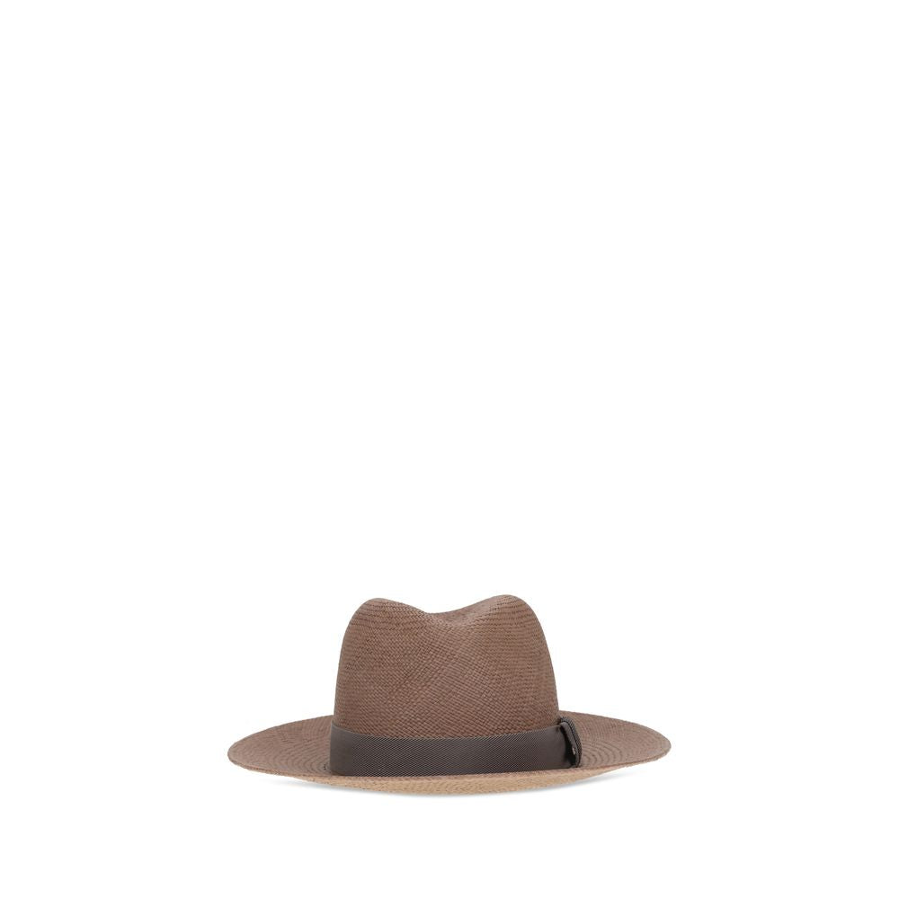 Brunello Cucinelli Brown Raffia Fedora | Regal Royce