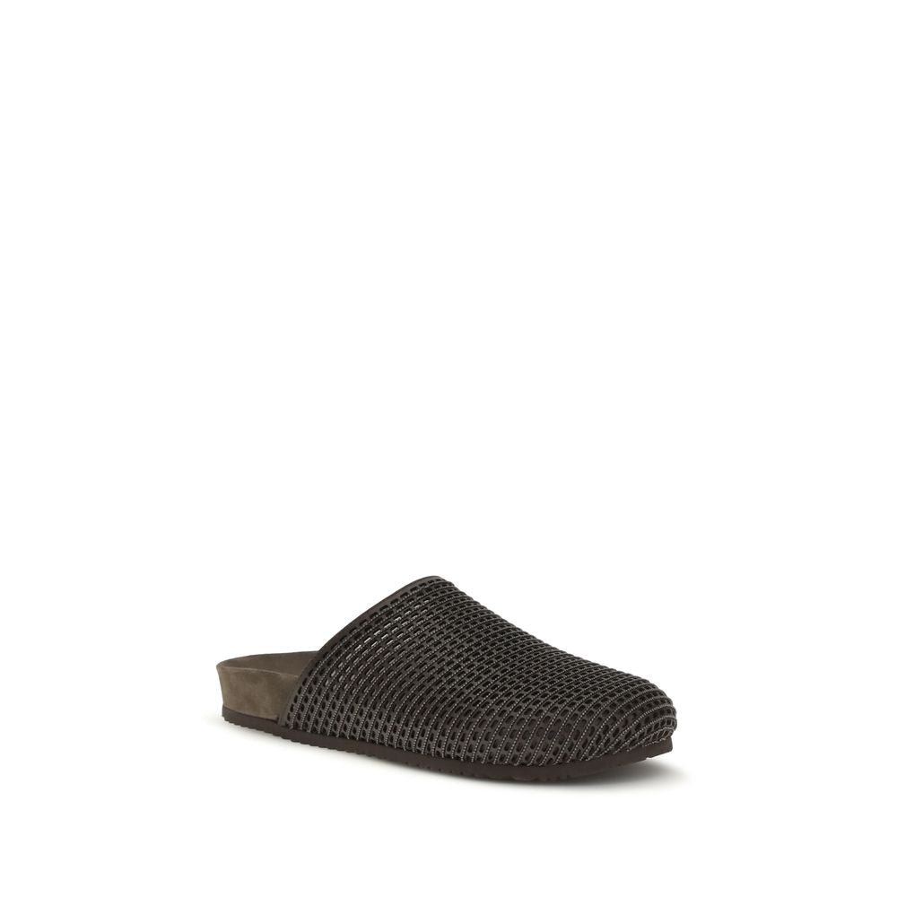 Brunello Cucinelli Brown Calf Leather Bos Taurus Slides | Regal Royce