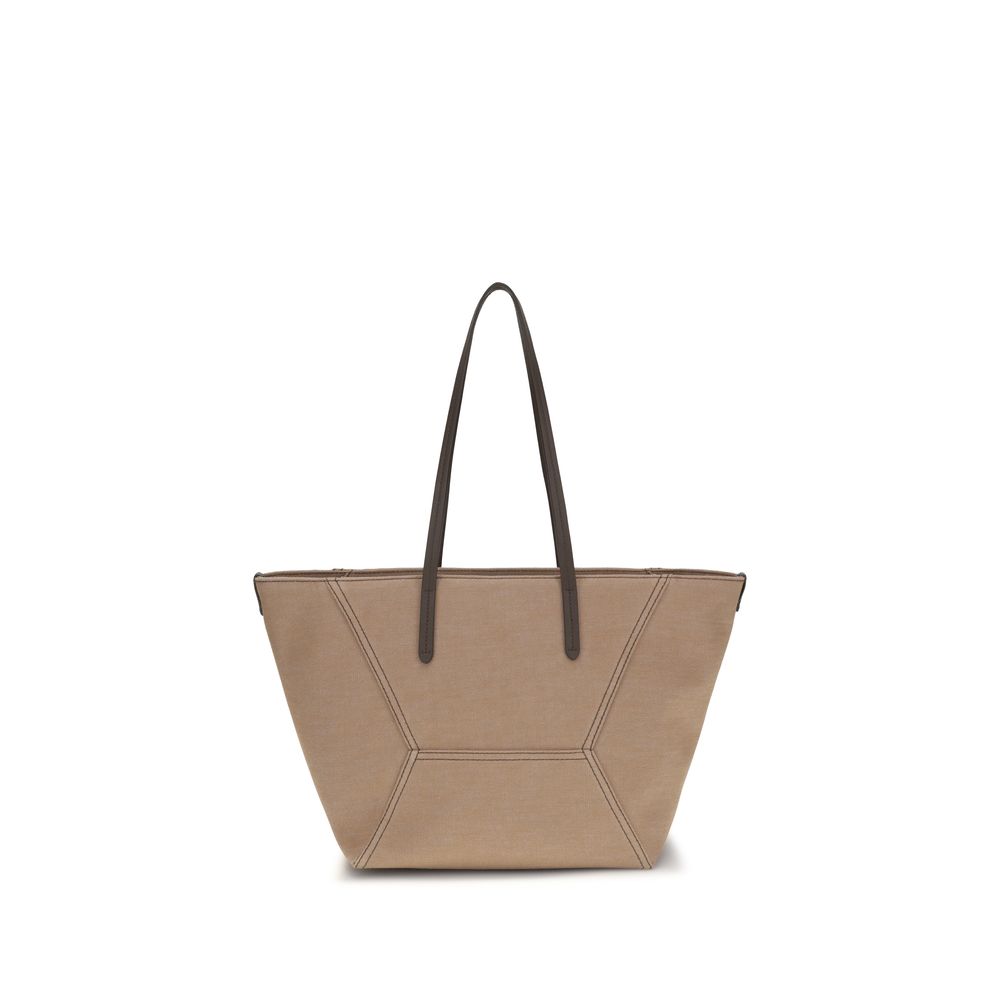 Brunello Cucinelli Beige Cotton Shoulder Bag | Regal Royce