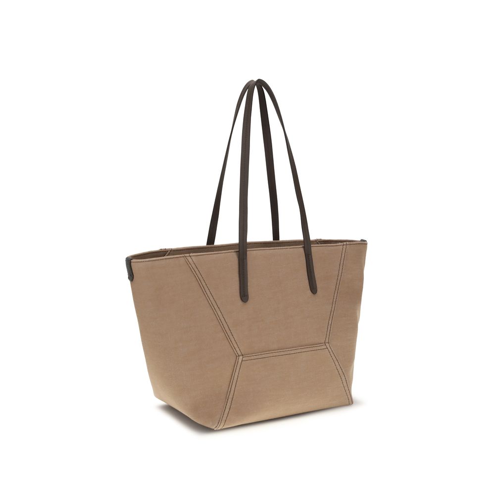 Brunello Cucinelli Beige Cotton Shoulder Bag | Regal Royce