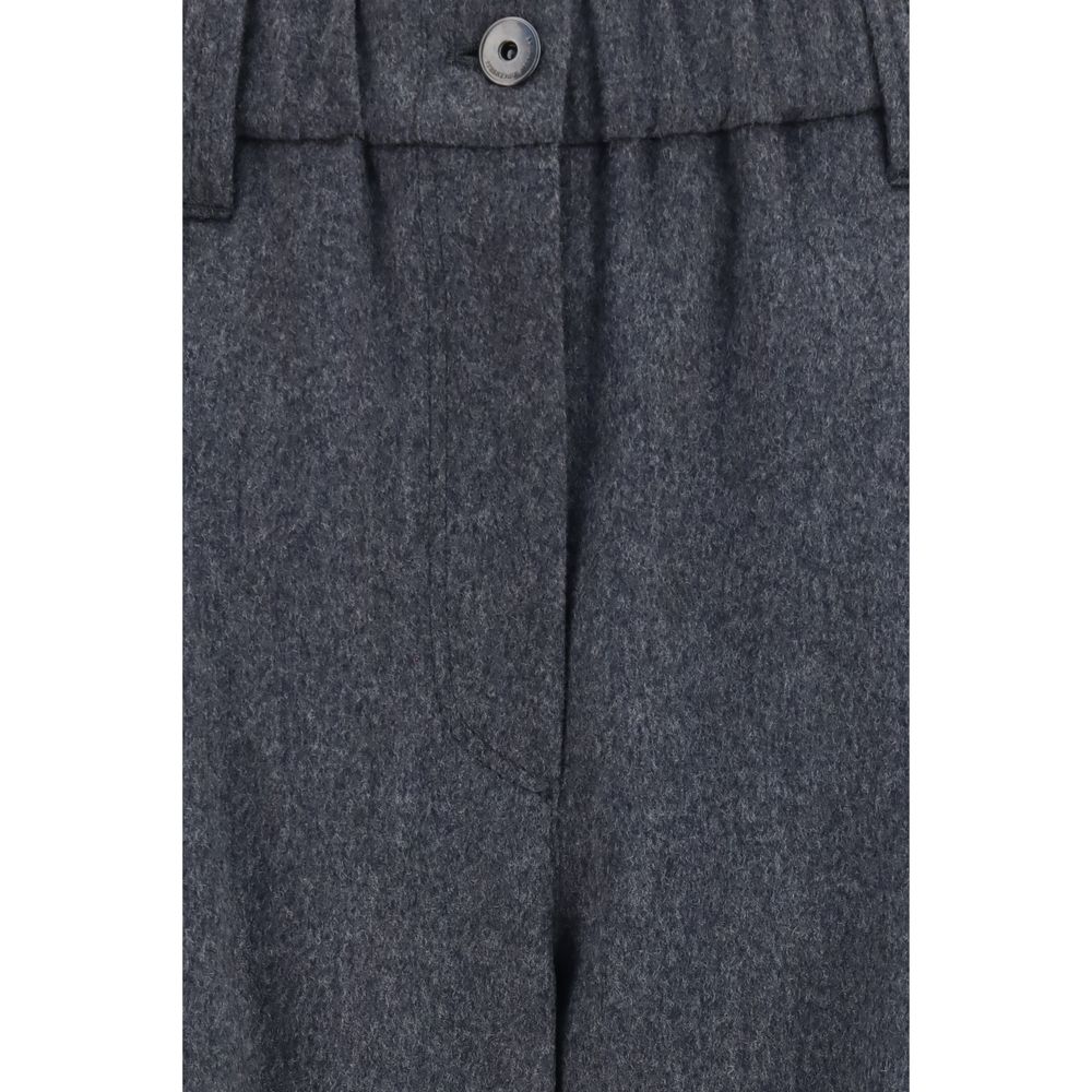 Brunello Cucinelli Gray Wool Oves Aries Casual Pants | Regal Royce
