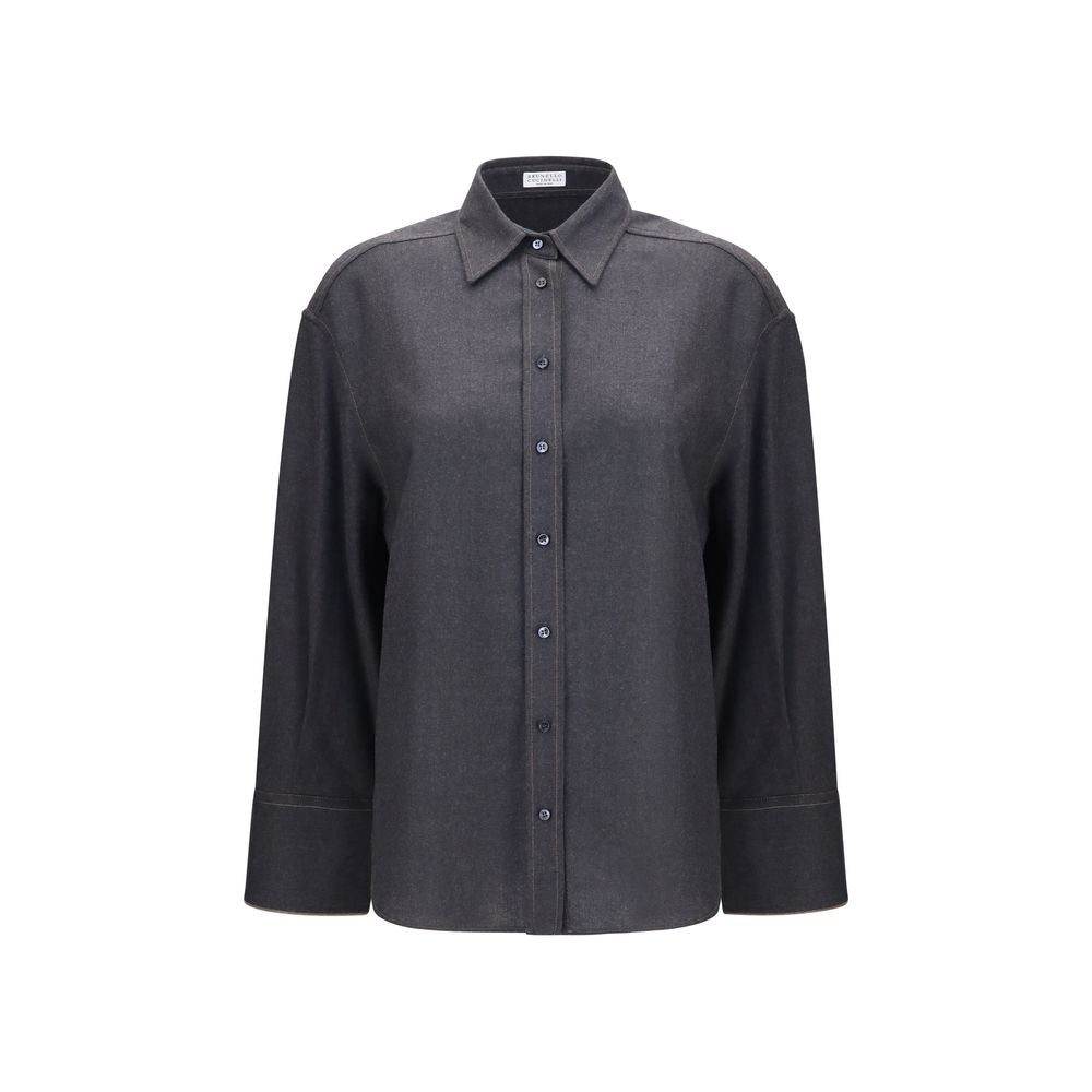 Brunello Cucinelli Gray Wool Oves Aries Dress Shirt | Regal Royce