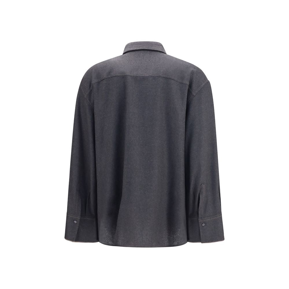 Brunello Cucinelli Gray Wool Oves Aries Dress Shirt | Regal Royce