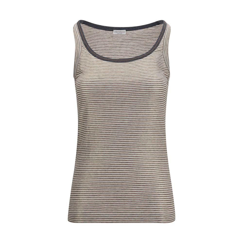 Brunello Cucinelli Beige Linen Tank Tops | Regal Royce
