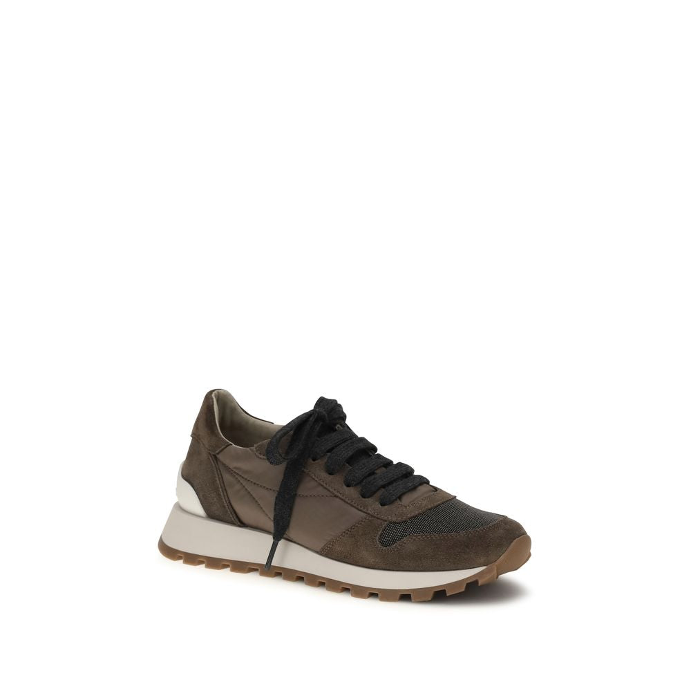 Brunello Cucinelli Brown Calf Leather Bos Taurus Athletic Sneakers | Regal Royce