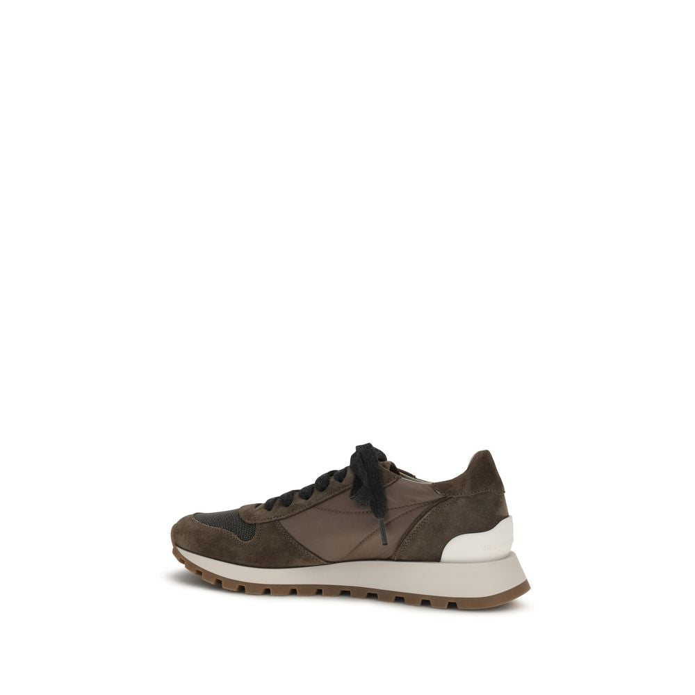 Brunello Cucinelli Brown Calf Leather Bos Taurus Athletic Sneakers | Regal Royce
