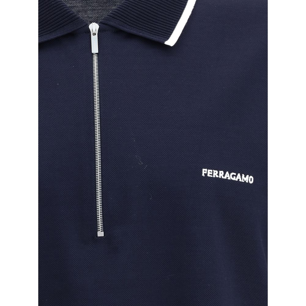 Ferragamo Blue Cotton Polo Shirt | Regal Royce