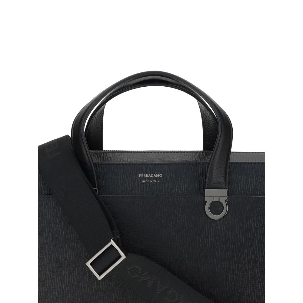 Ferragamo Black Calf Leather Bos Taurus Briefcase | Regal Royce