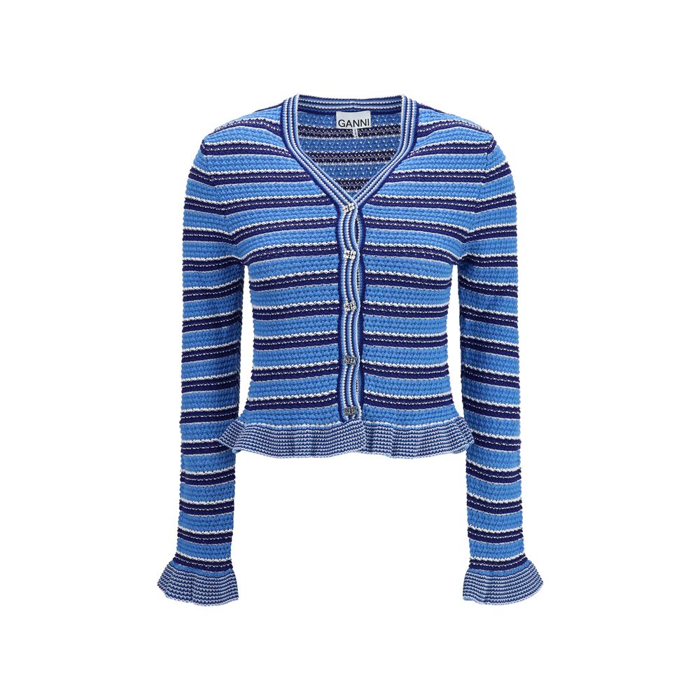 Ganni Blue Cotton Cardigan | Regal Royce