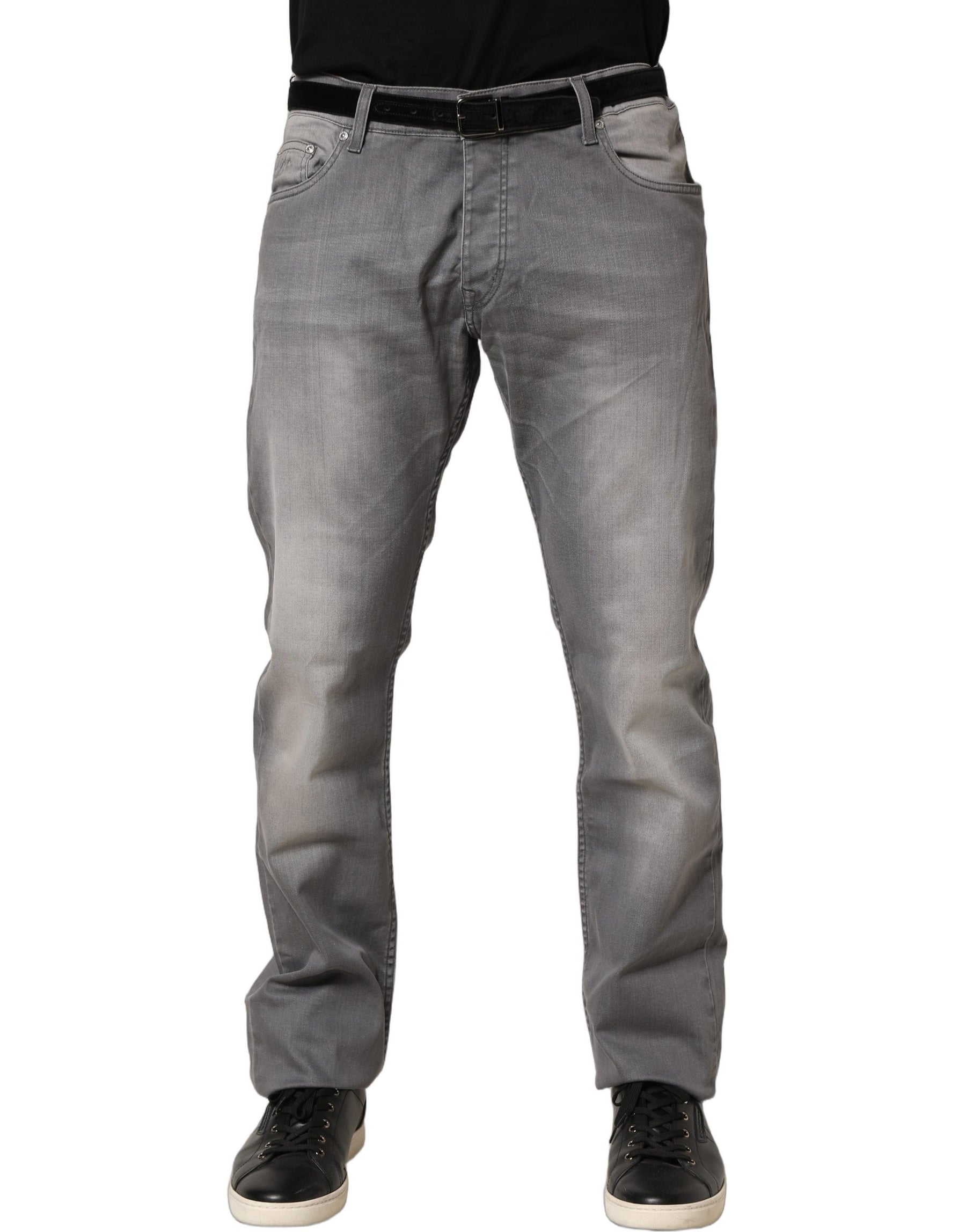GF Ferre Gray Washed Mid Waist Straight Men Denim Trouser Jeans | Regal Royce