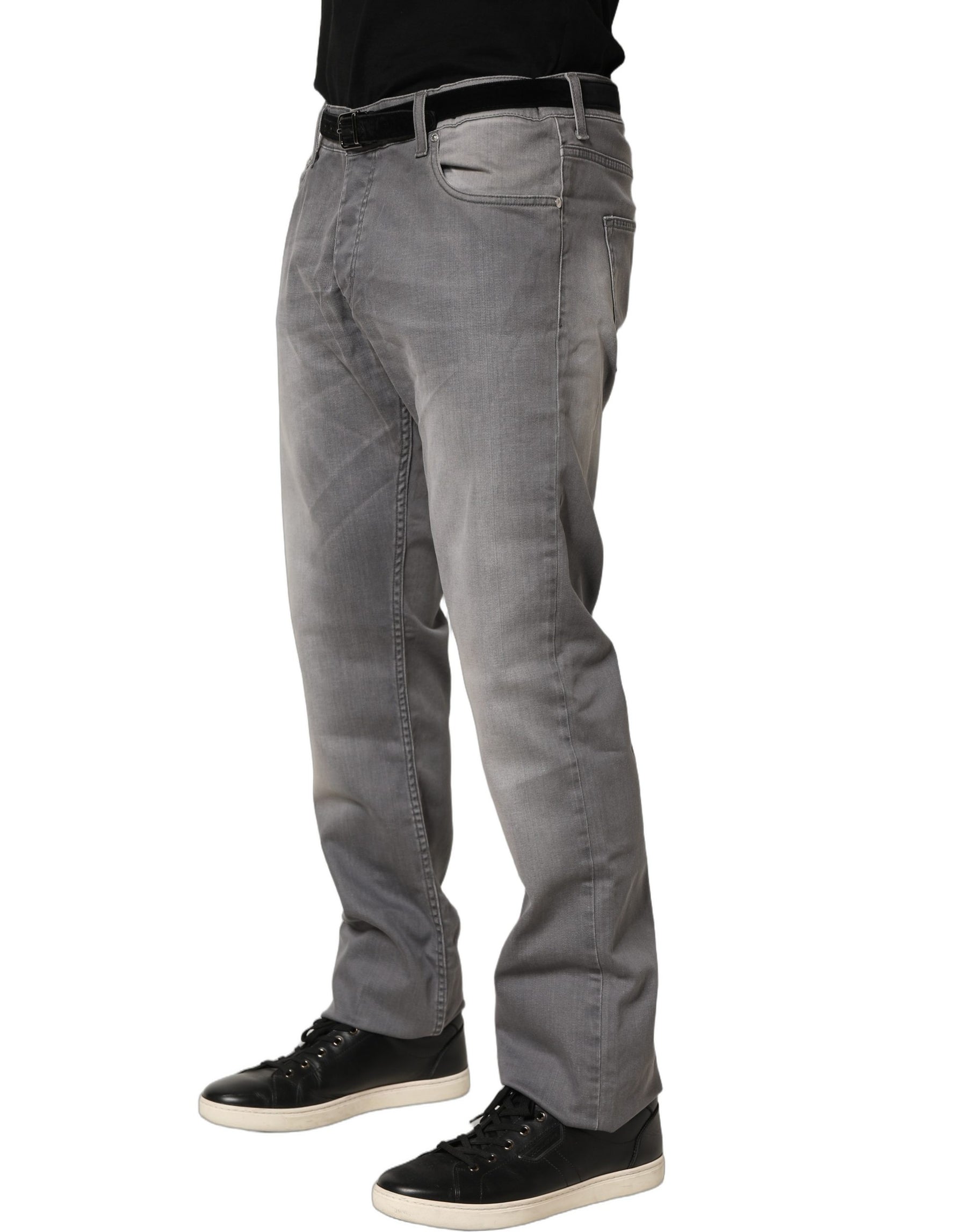 GF Ferre Gray Washed Mid Waist Straight Men Denim Trouser Jeans | Regal Royce