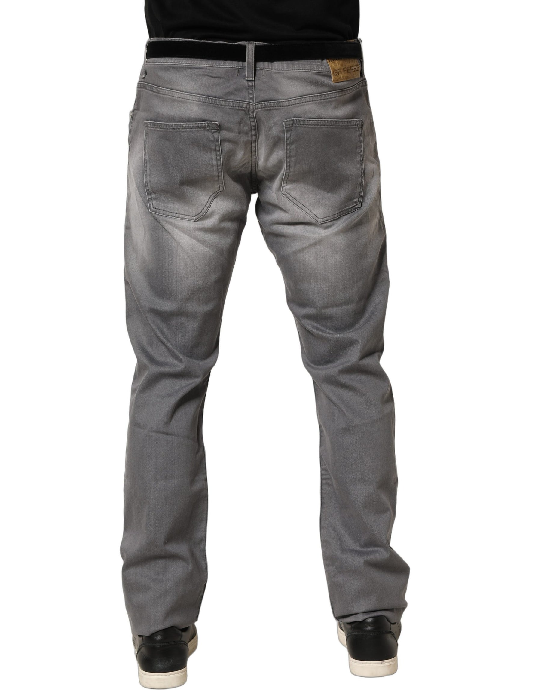 GF Ferre Gray Washed Mid Waist Straight Men Denim Trouser Jeans | Regal Royce
