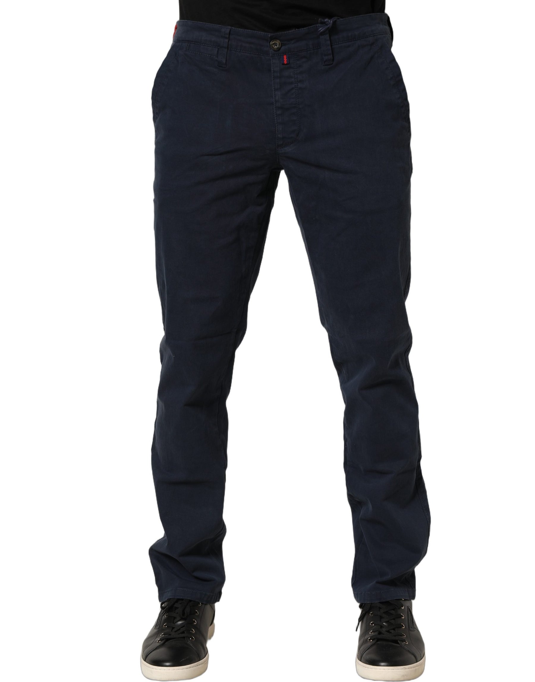 Domenico Tagliente Navy Blue Skinny Chino Mid Waist Men Pants | Regal Royce