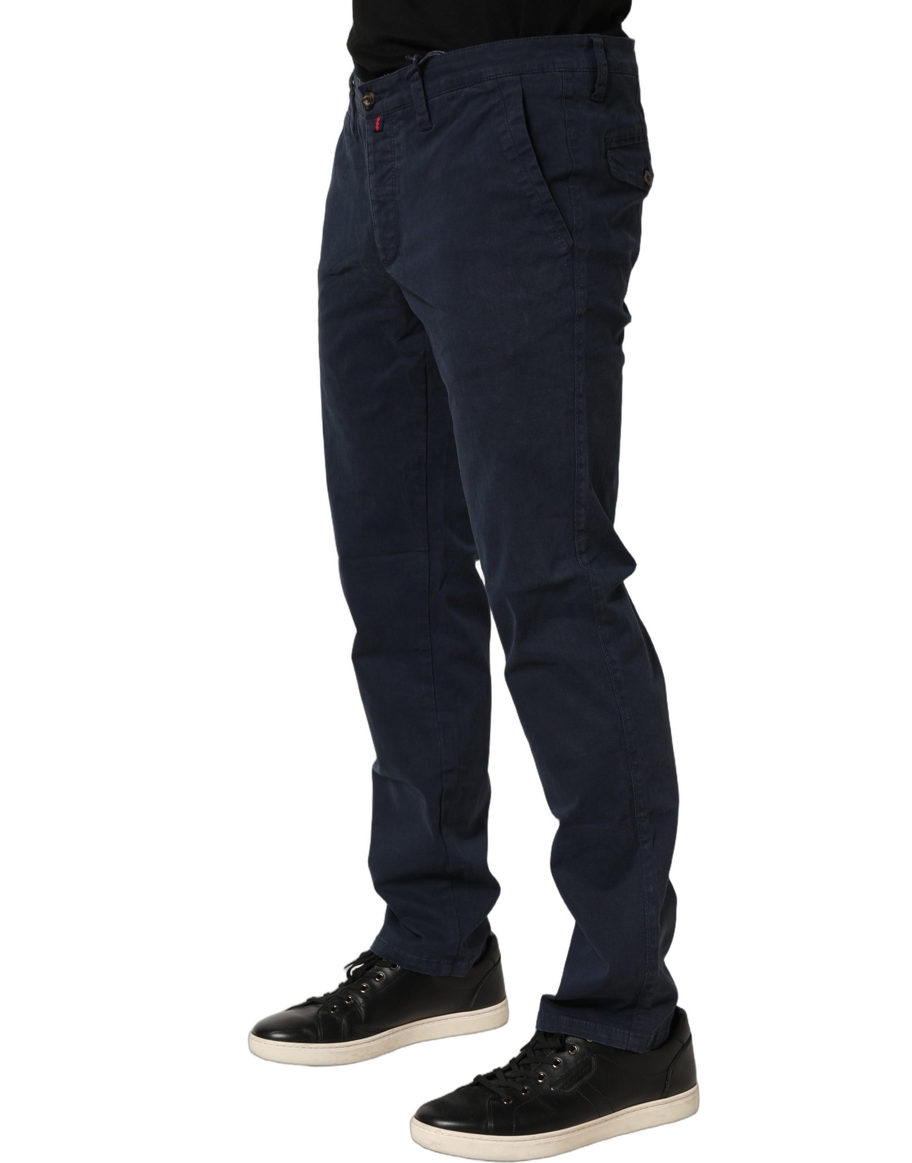 Domenico Tagliente Navy Blue Skinny Chino Mid Waist Men Pants | Regal Royce