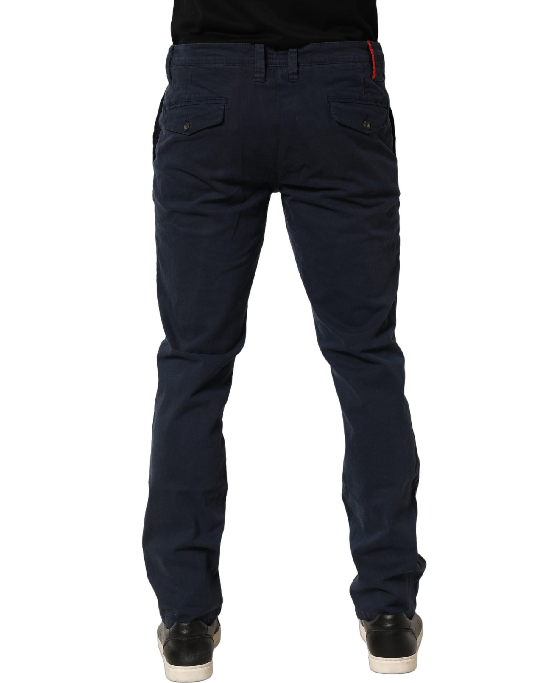 Domenico Tagliente Navy Blue Skinny Chino Mid Waist Men Pants | Regal Royce