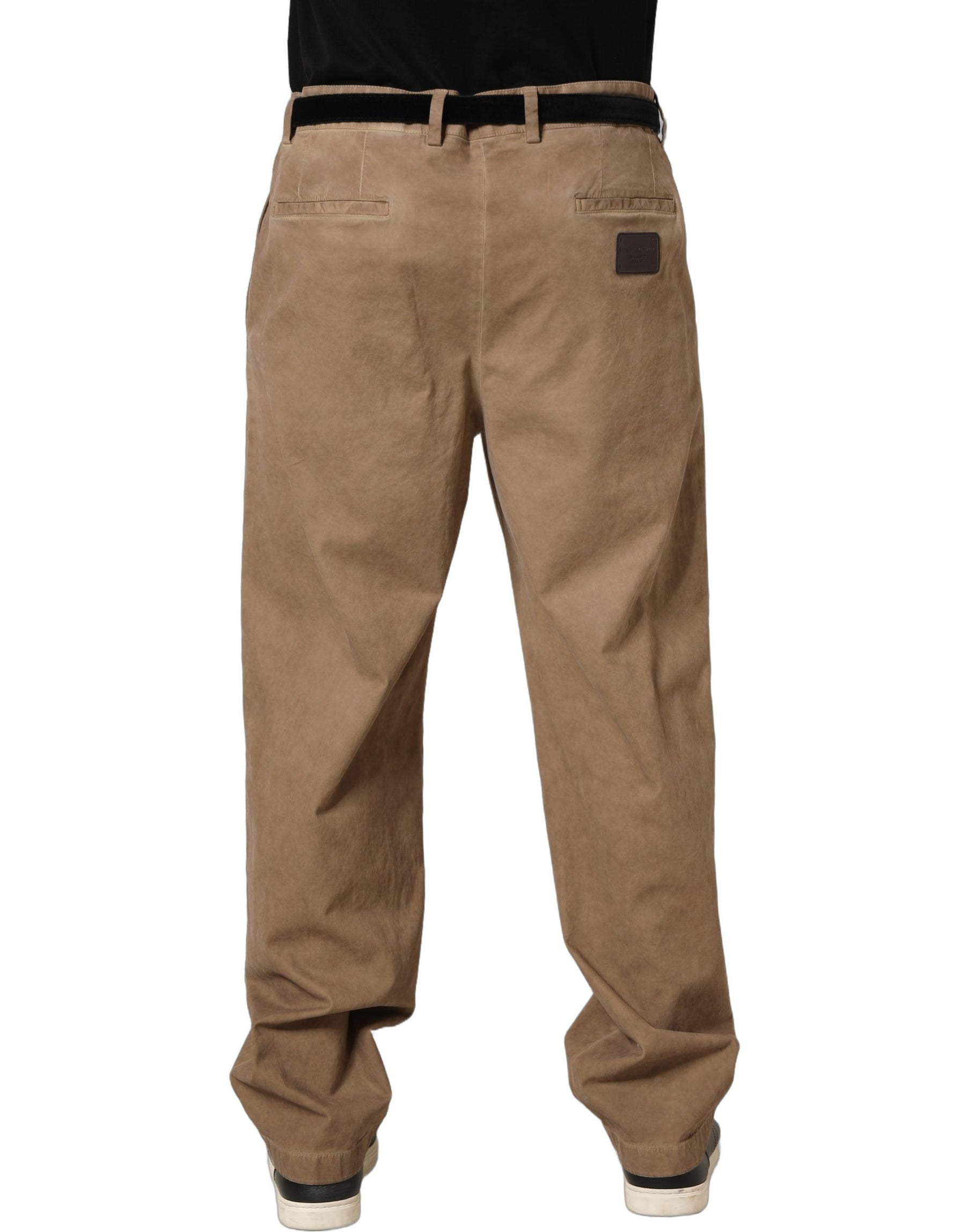 Domenico Tagliente Beige Cotton Straight Leg Men Trouser Pants | Regal Royce