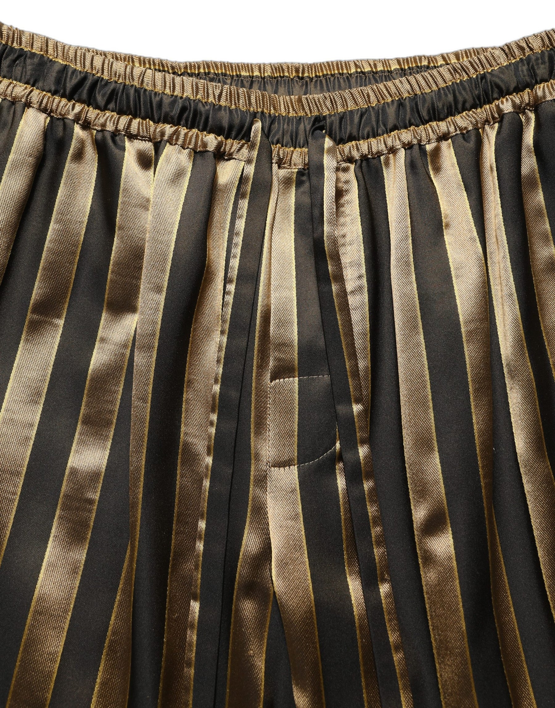Dolce & Gabbana Gold Black Stripe Satin Tapered Leg Men Pants | Regal Royce