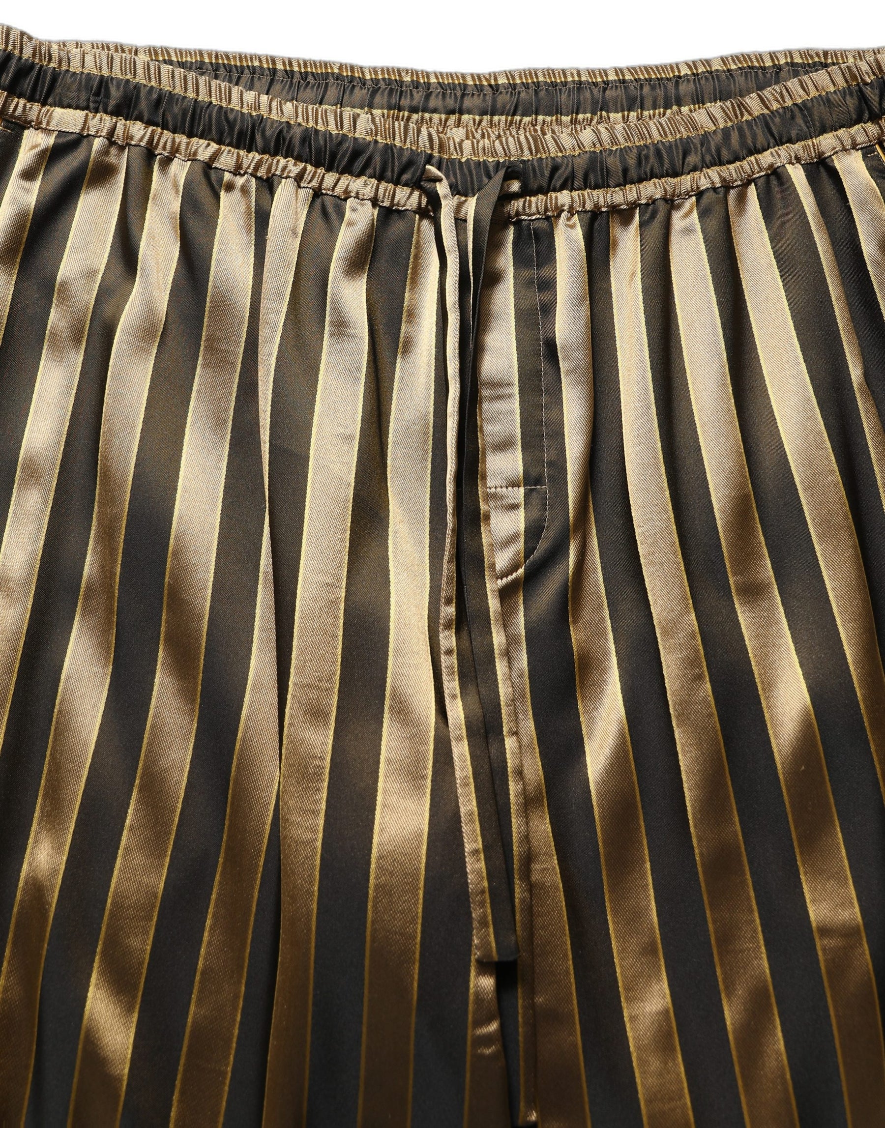 Dolce & Gabbana Gold Black Stripes Satin Tapered Leg Pants | Regal Royce