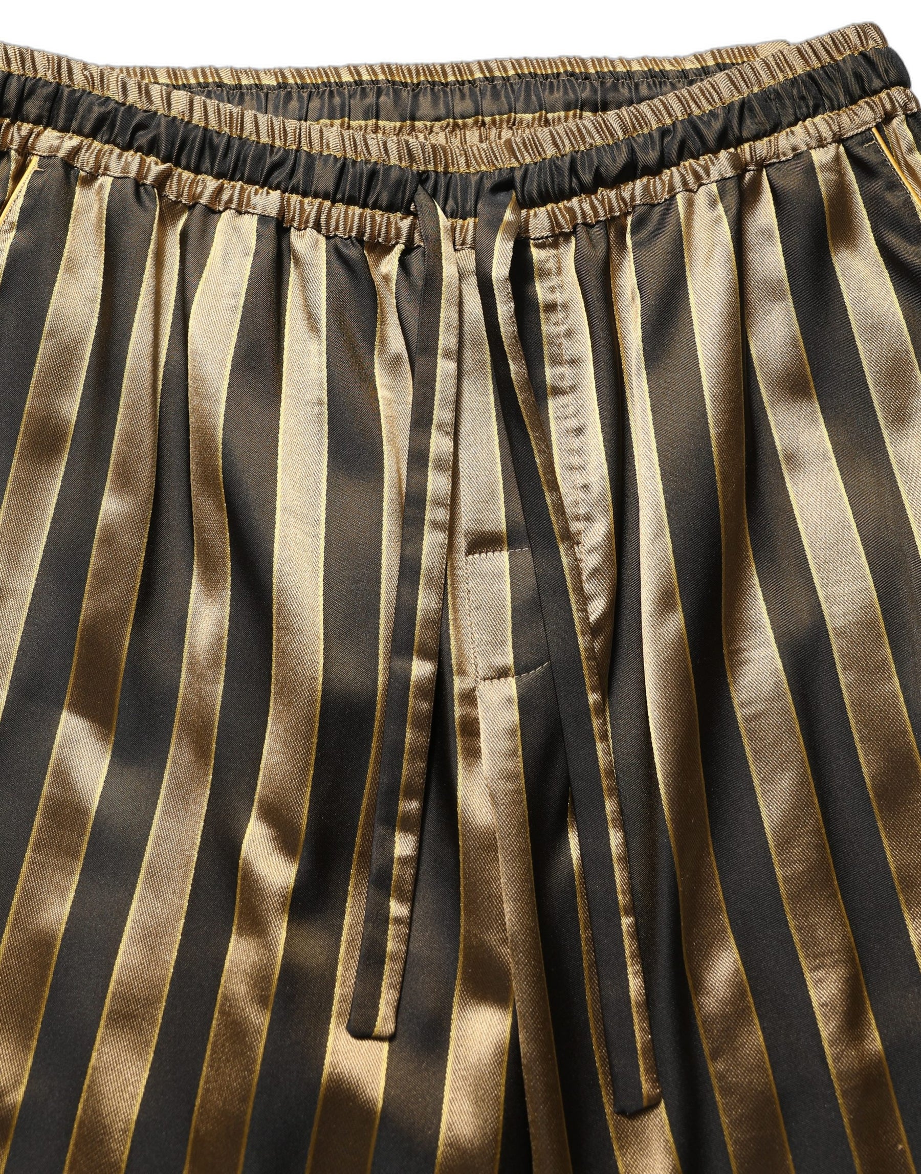 Dolce & Gabbana Gold Black Stripes Satin Tapered Leg Men Pants | Regal Royce