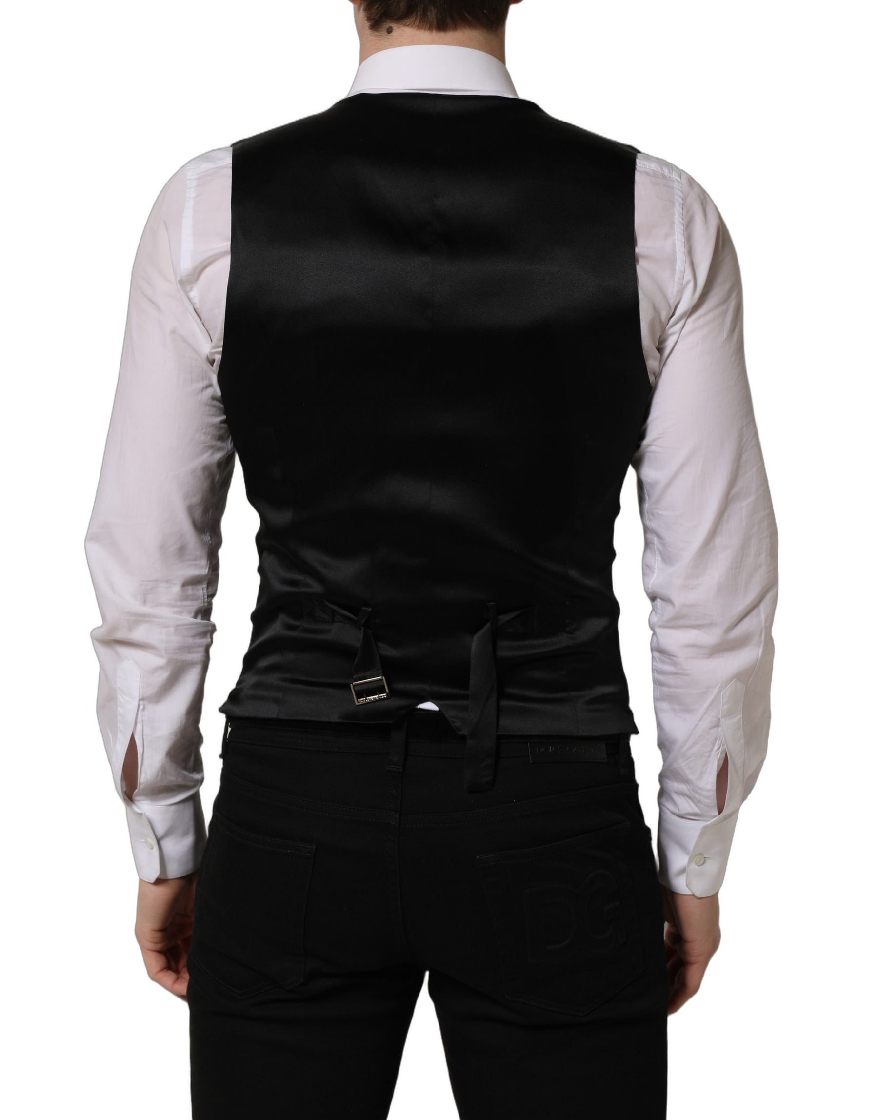 Dolce & Gabbana Black Wool Single Breasted Waistcoat Vest | Regal Royce