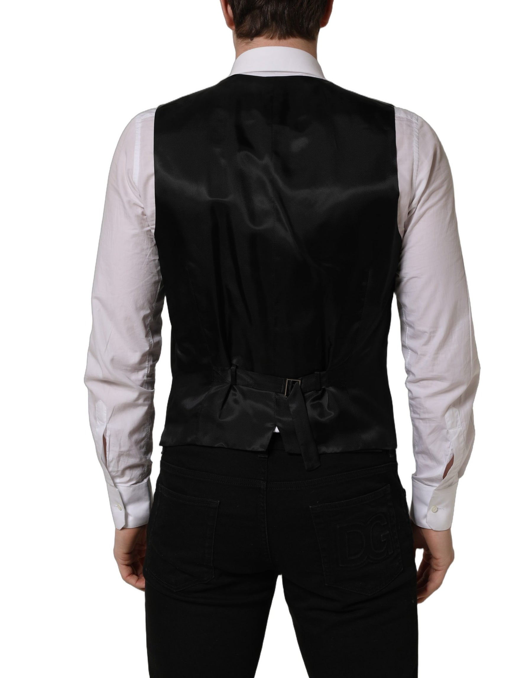 Dolce & Gabbana Black Wool Single Breasted Waistcoat Vest | Regal Royce