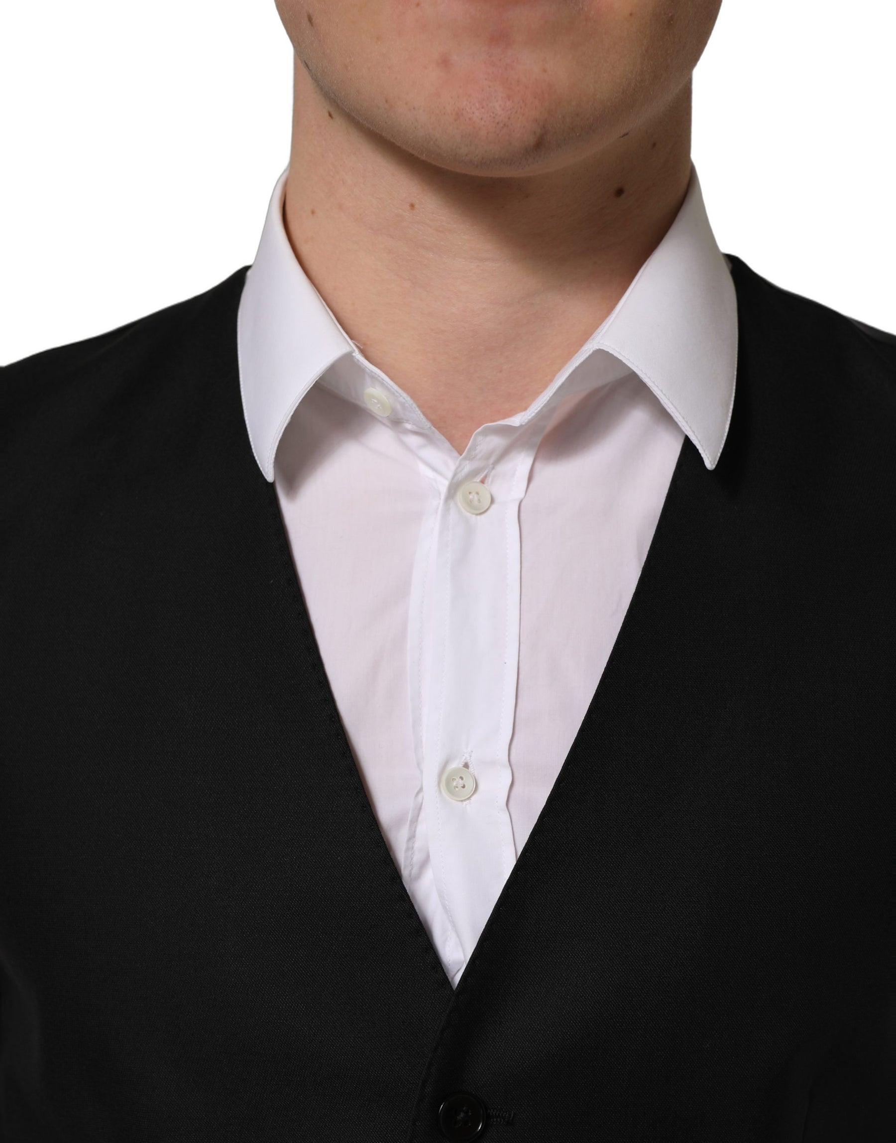 Dolce & Gabbana Black Wool Single Breasted Waistcoat Vest | Regal Royce