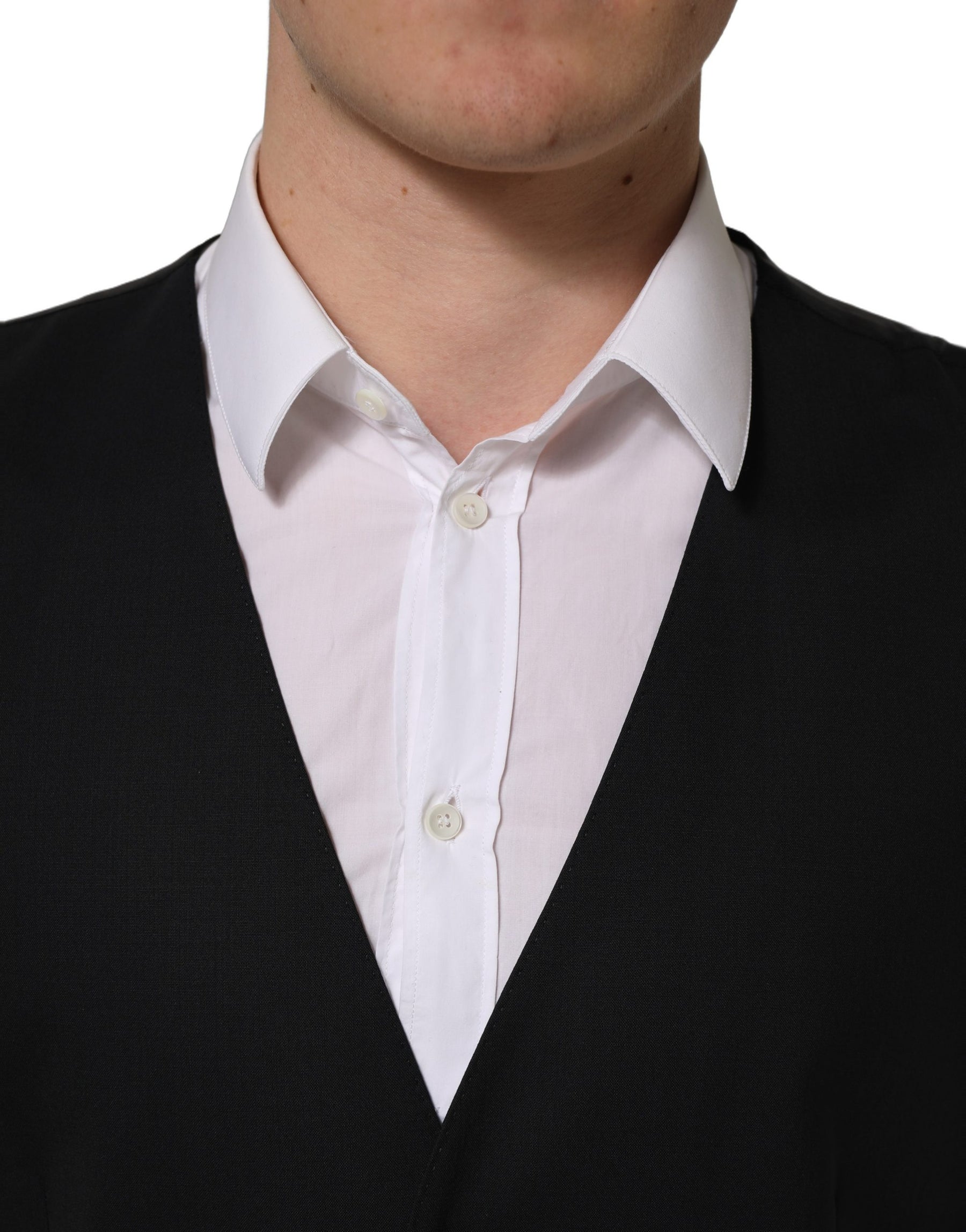 Dolce & Gabbana Black Wool Single Breasted Waistcoat Vest | Regal Royce