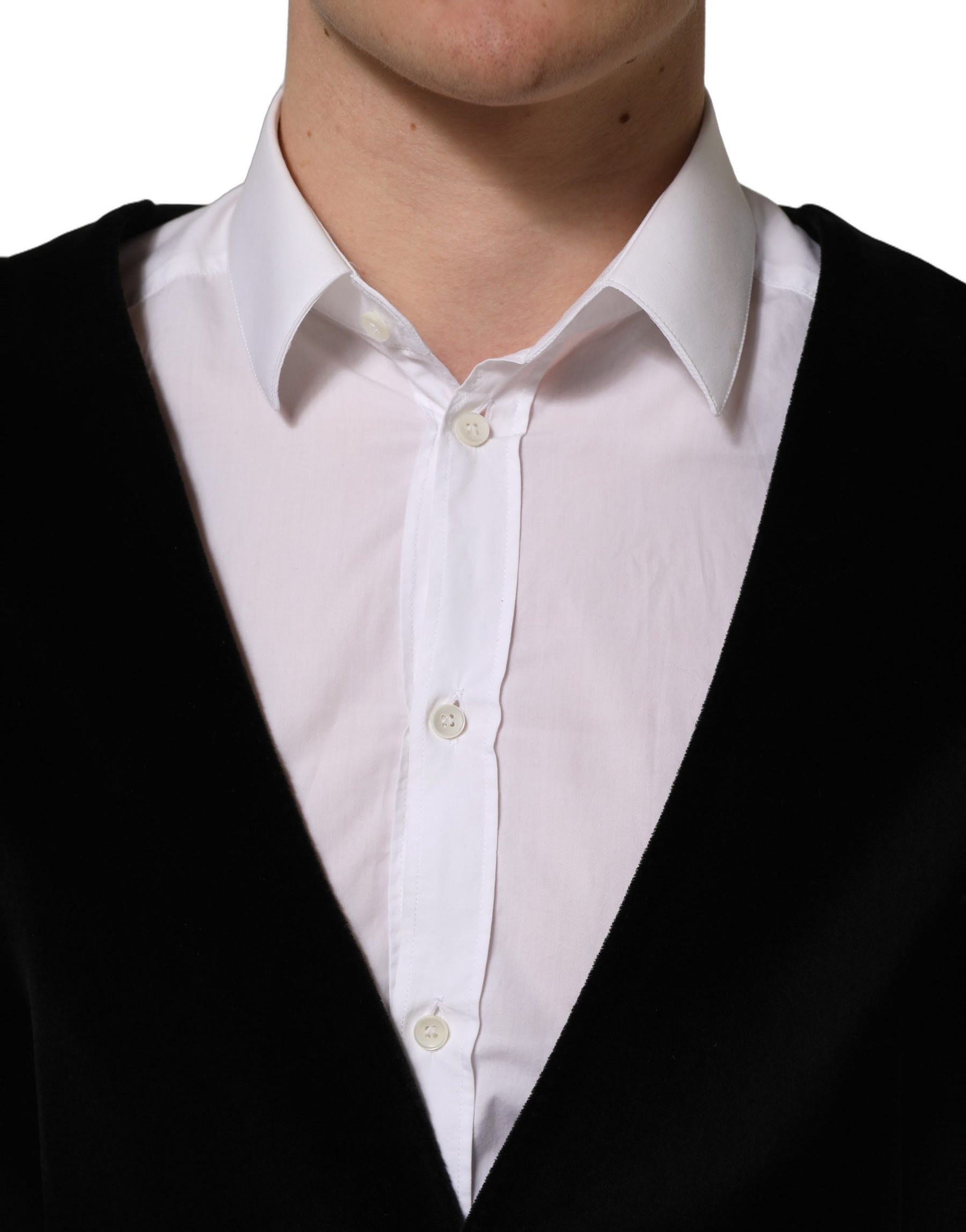 Dolce & Gabbana Black Cotton SingleBreasted Waistcoat Vest | Regal Royce