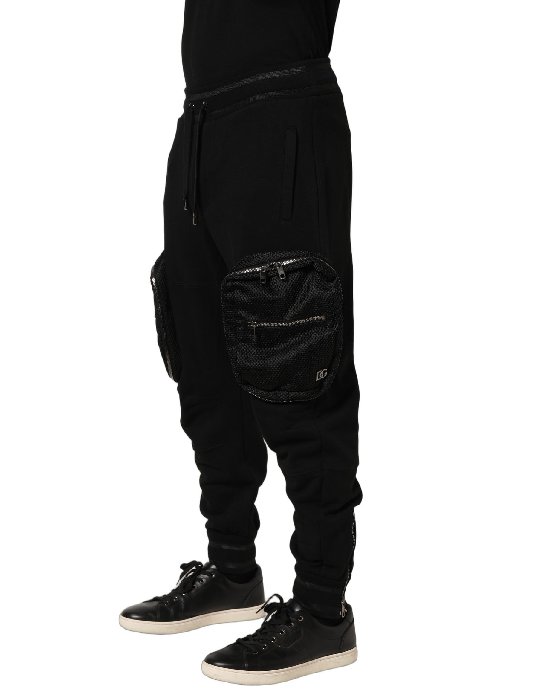 Dolce & Gabbana Black Mid Waist Cargo Jogger Sweatpants Pants | Regal Royce