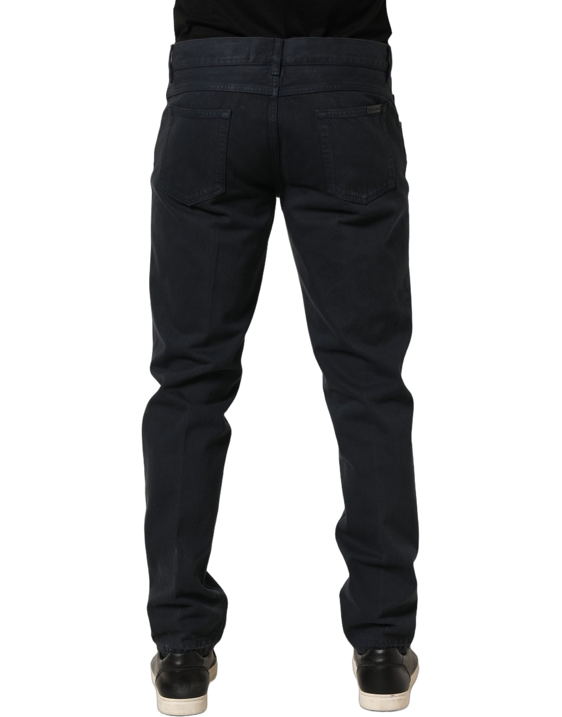 Dolce & Gabbana Black Cotton Mid Waist Skinny Men Denim Jeans | Regal Royce