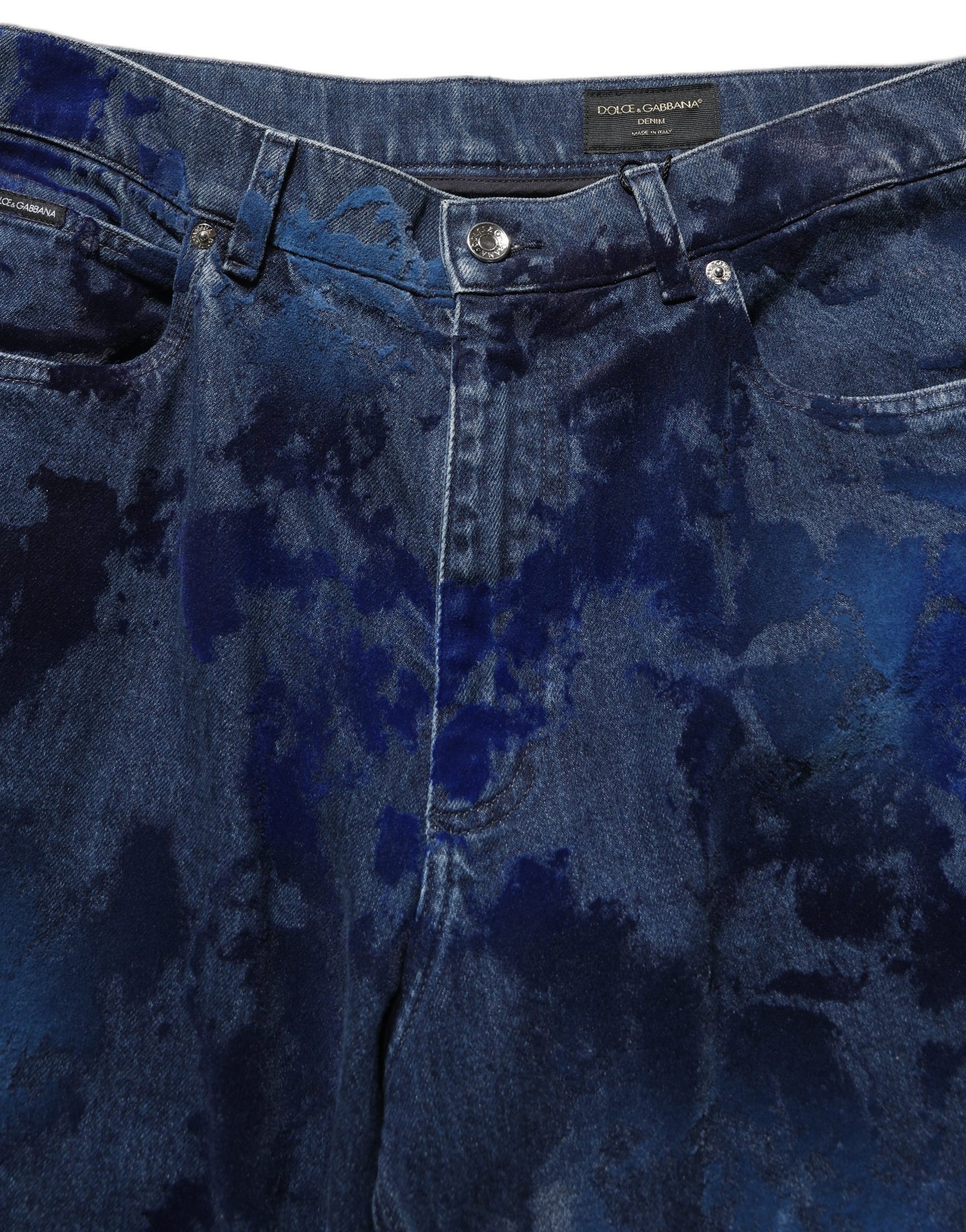 Dolce & Gabbana Blue Tie Dye Cotton Men Straight Denim Jeans | Regal Royce