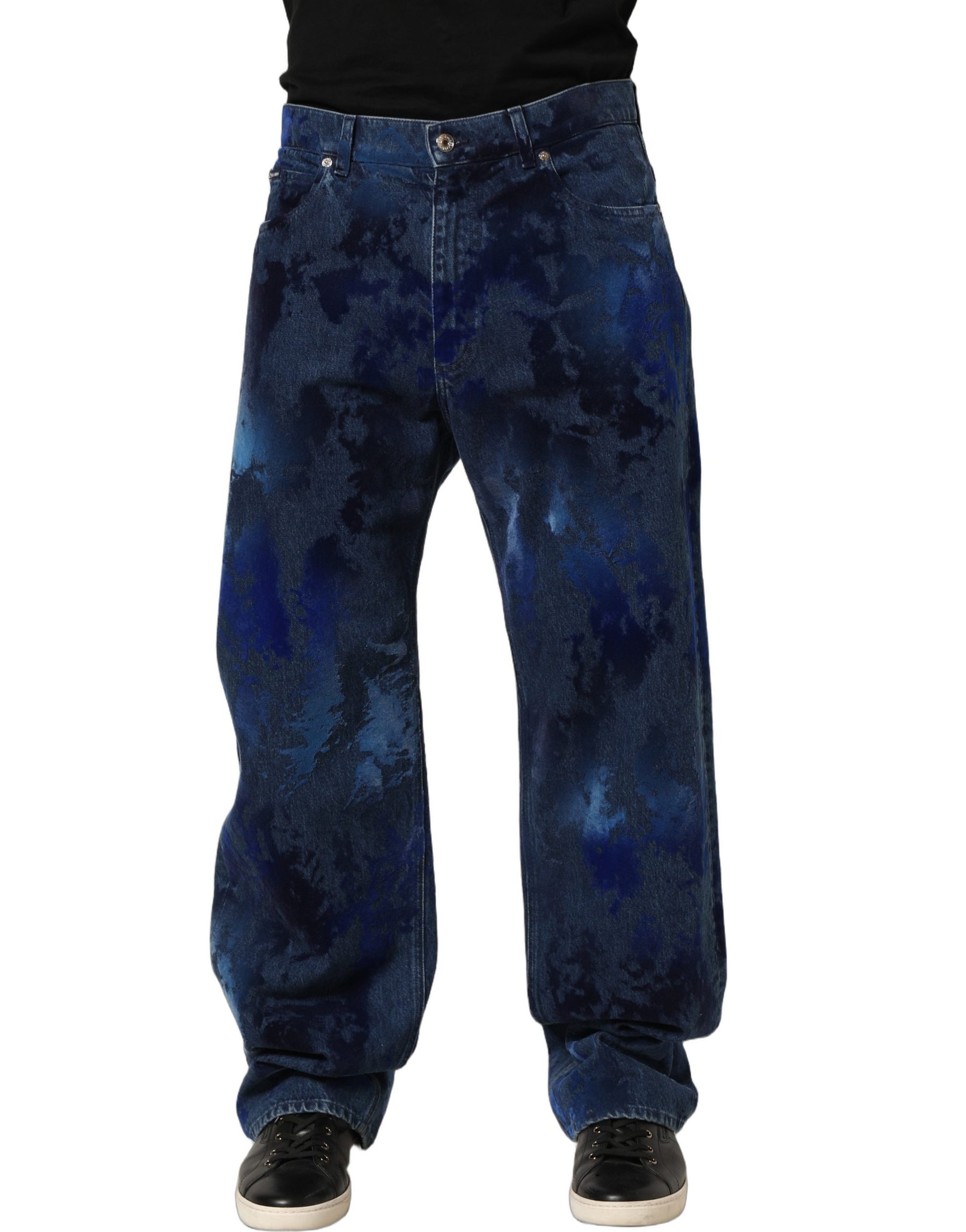 Dolce & Gabbana Blue Tie Dye Cotton Men Straight Denim Jeans | Regal Royce