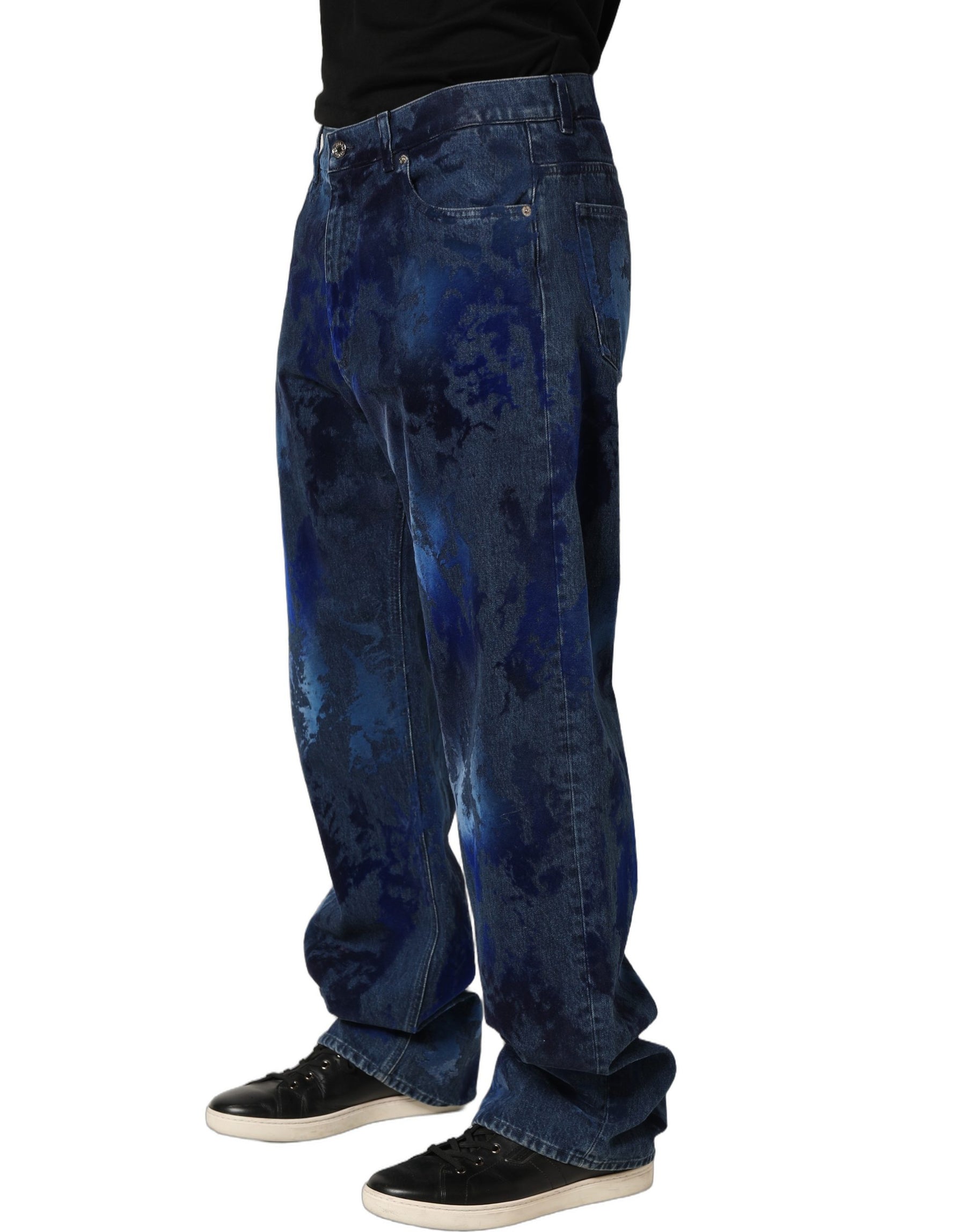 Dolce & Gabbana Blue Tie Dye Cotton Men Straight Denim Jeans | Regal Royce