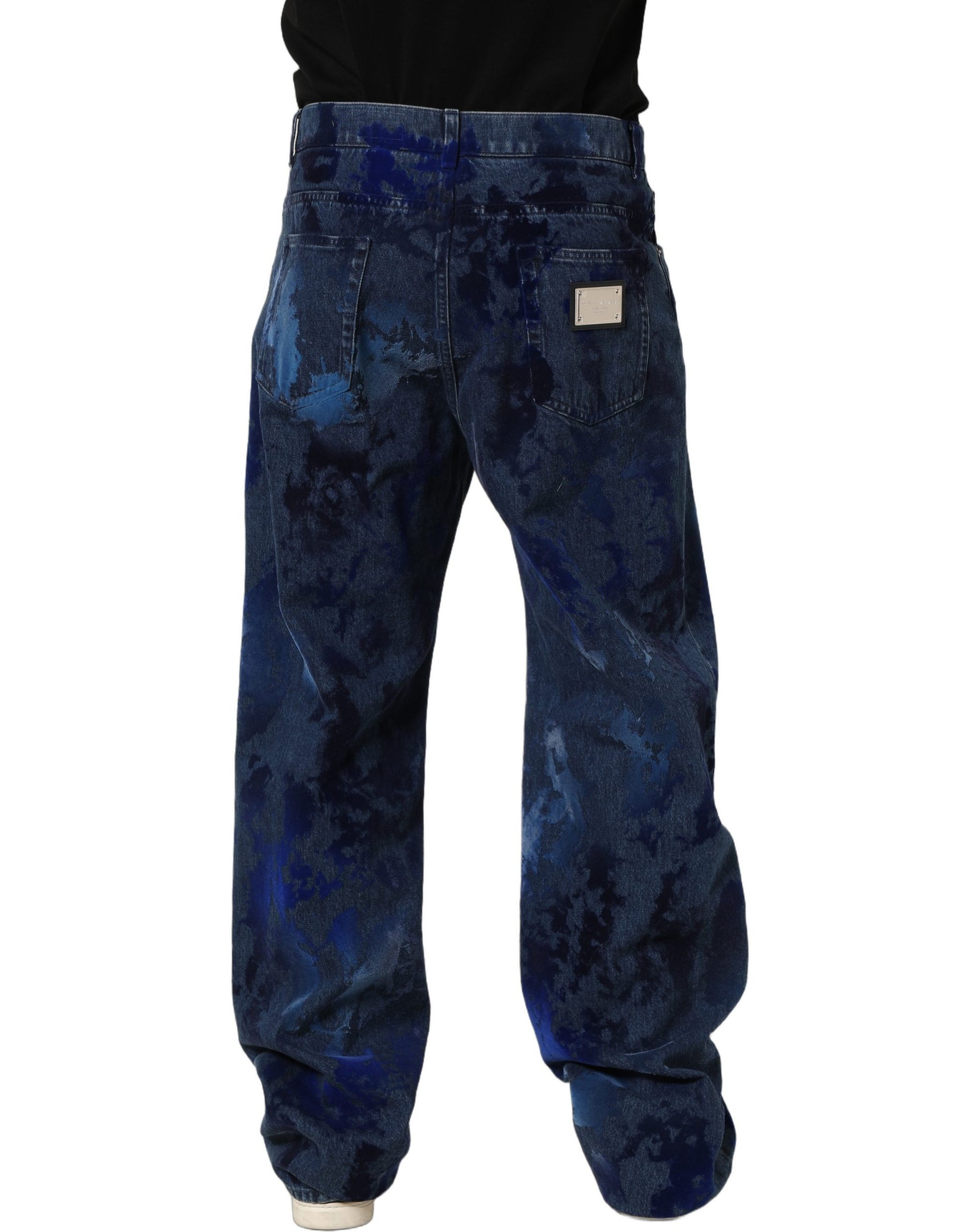 Dolce & Gabbana Blue Tie Dye Cotton Men Straight Denim Jeans | Regal Royce