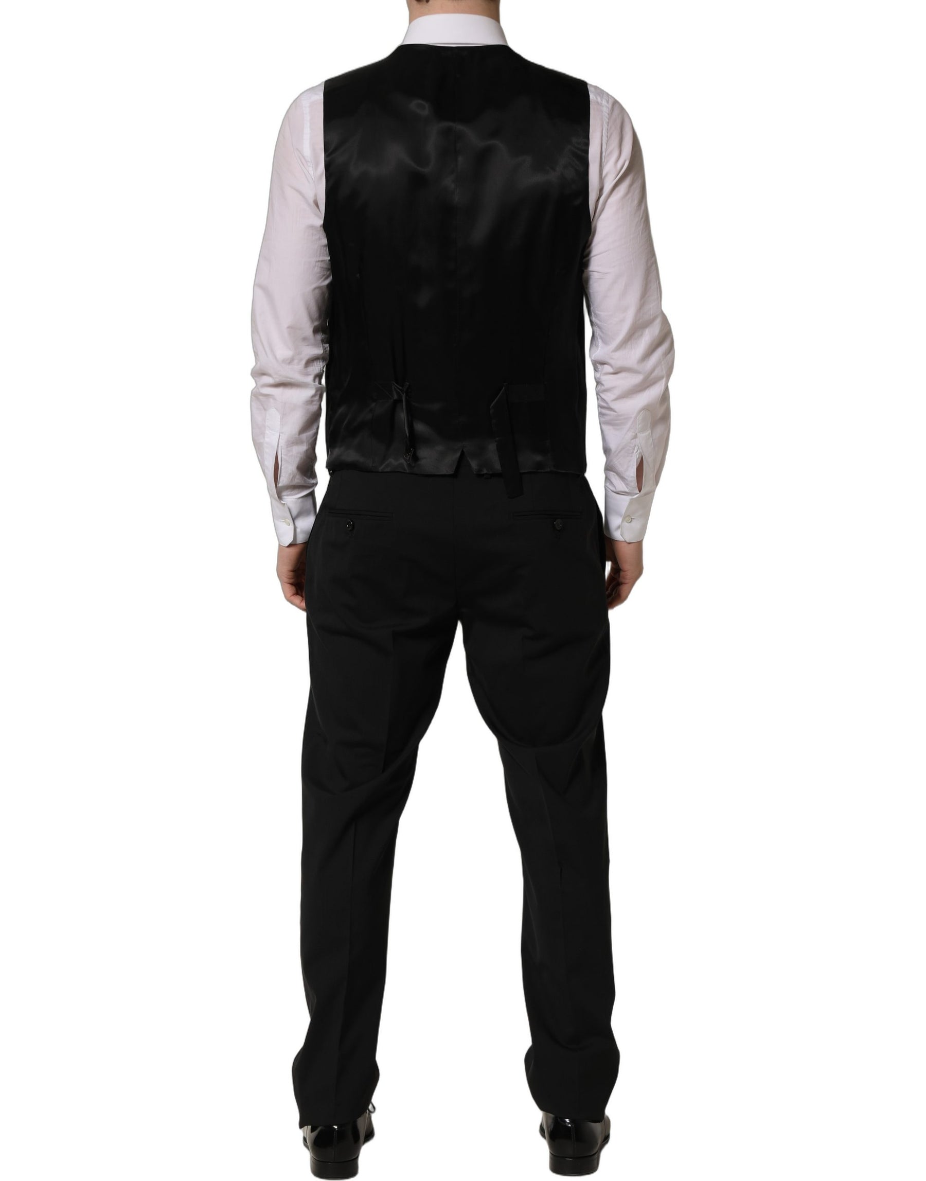 Dolce & Gabbana Black Wool Slim Fit Formal 3 Piece Men Suit | Regal Royce
