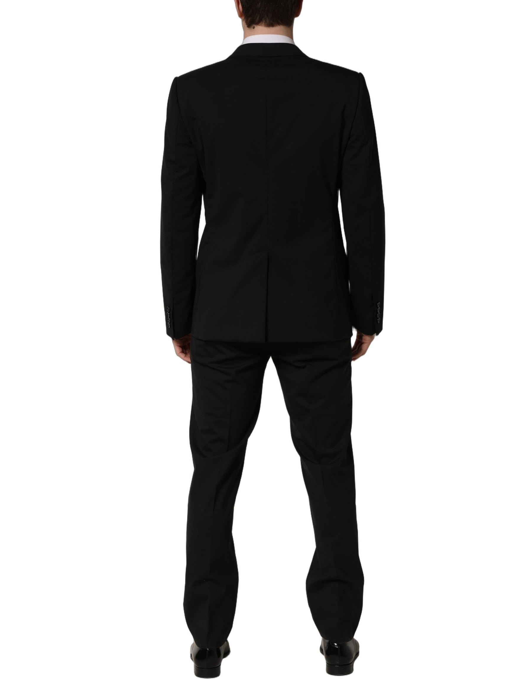 Dolce & Gabbana Black Wool Slim Fit Formal 2 Piece Men Suit | Regal Royce