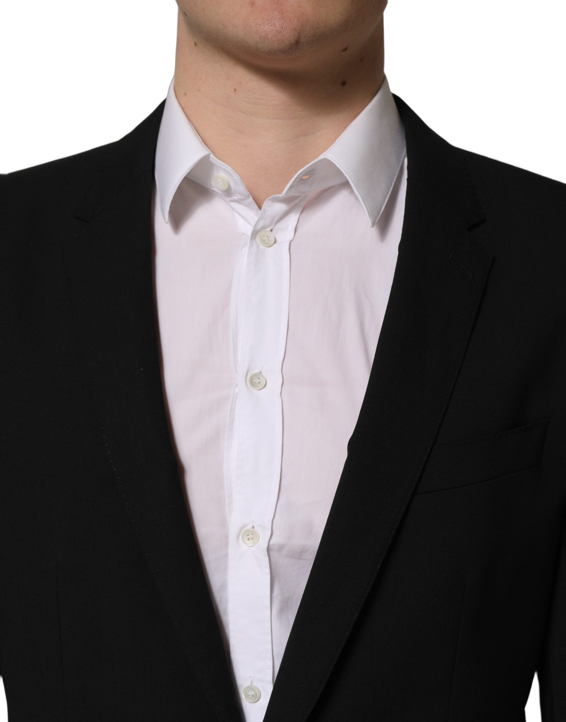 Dolce & Gabbana Black Wool Slim Fit Formal 2 Piece Men Suit | Regal Royce