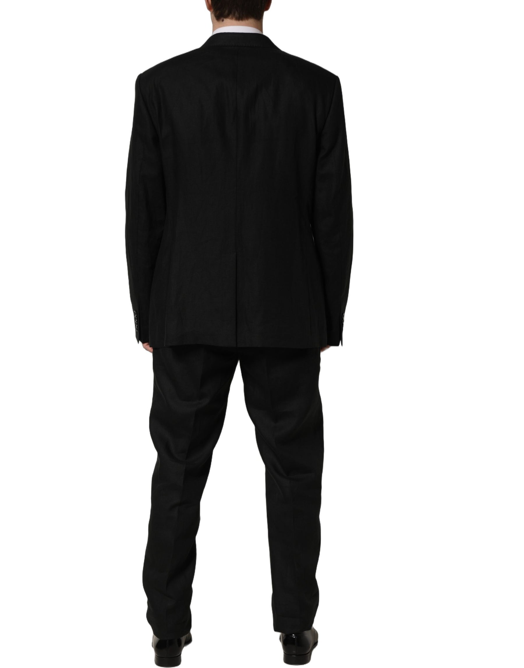Dolce & Gabbana Black Linen Slim Fit Formal 2 Piece Suit | Regal Royce