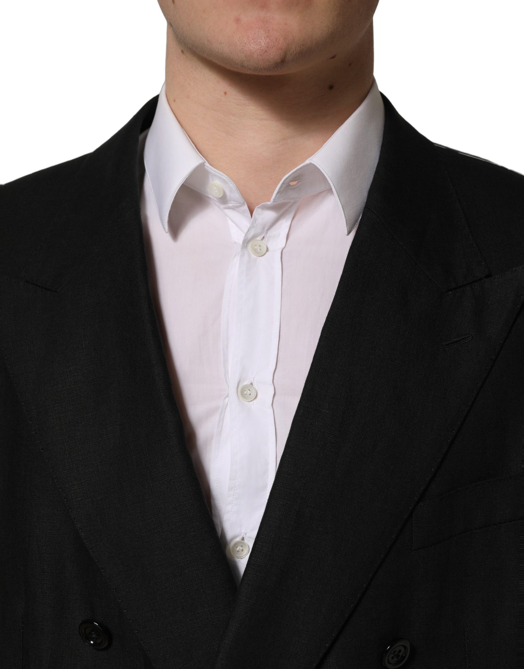 Dolce & Gabbana Black Linen Slim Fit Formal 2 Piece Suit | Regal Royce